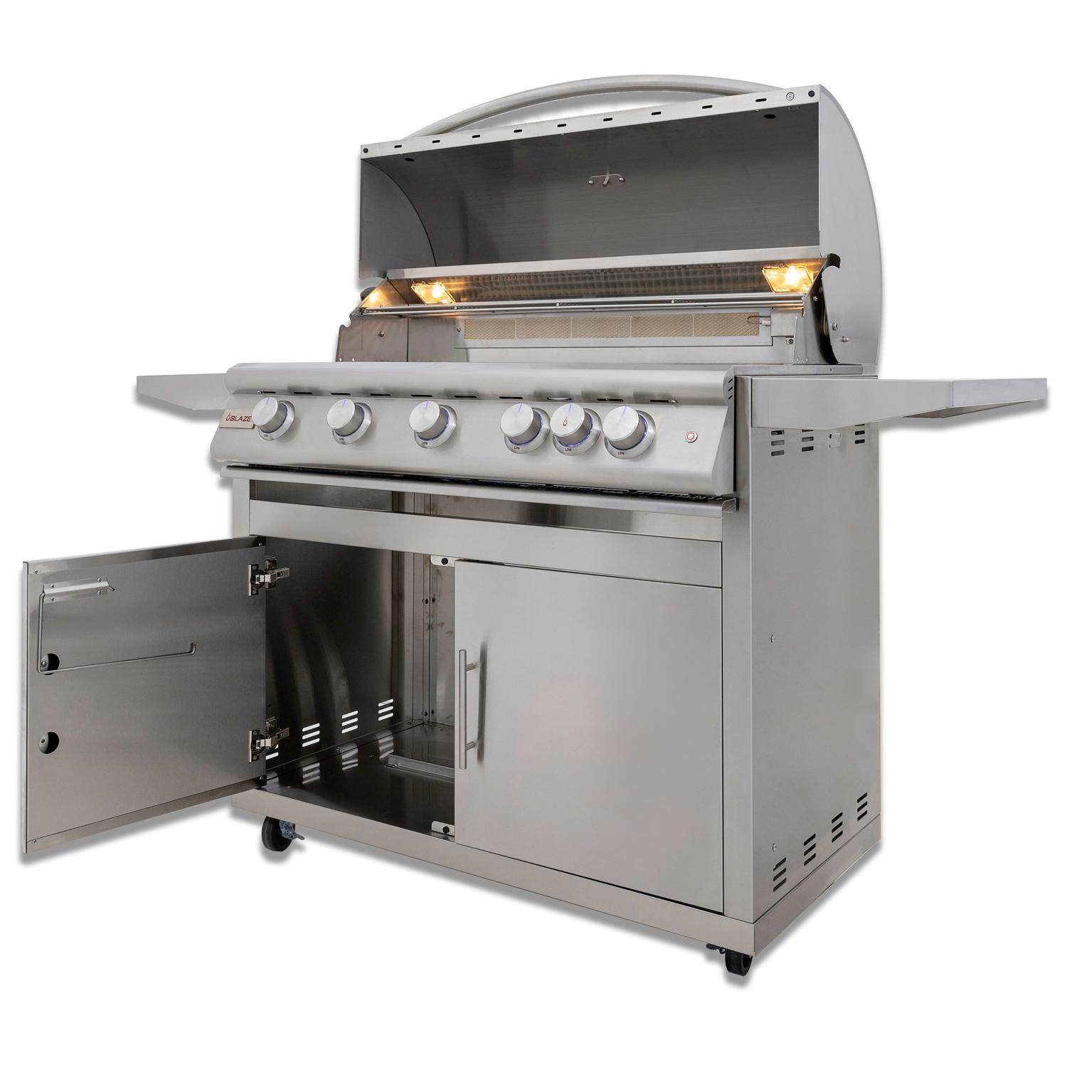 Blaze 40 Inch 5 Burner Premium LTE+ Gas Grill with Rear Burner & Built-In Lighting System - Propane Fuel - Perfect for Backyard BBQs, Outdoor Cooking & Entertaining