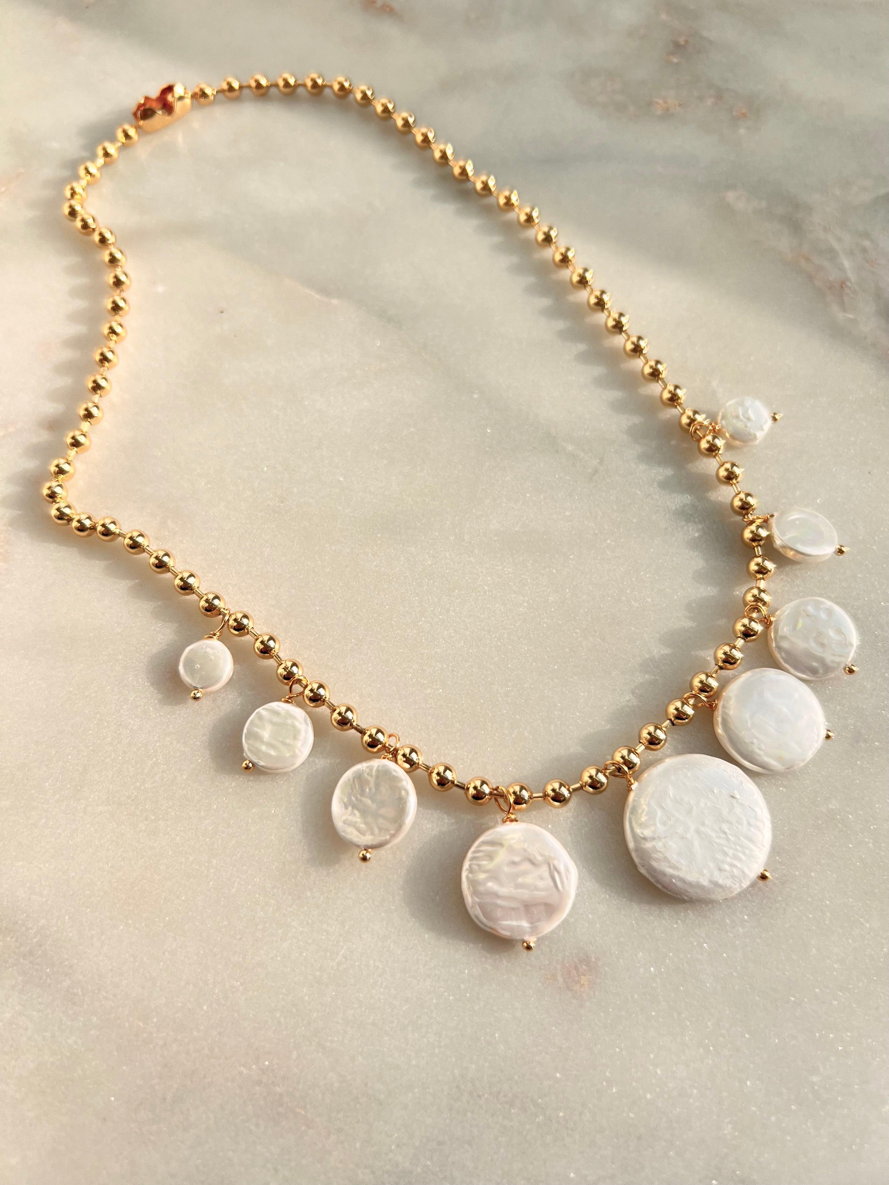 Elegant Cove Pearl Necklace for Women - 18K Gold Plated Freshwater Pearl Jewelry - Perfect for Weddings, Parties & Special Occasions