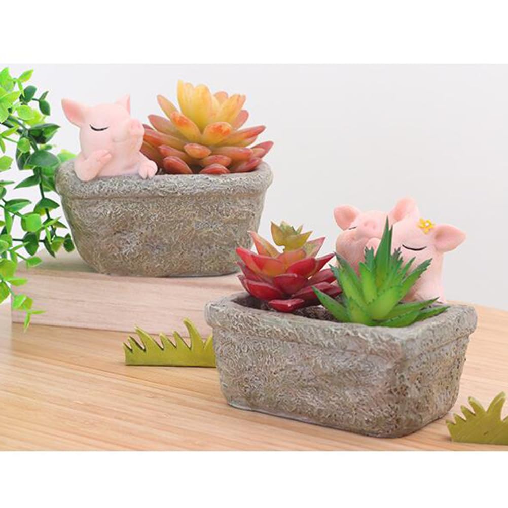 Cabilock 1pc Resin Mini Flower Planter - Ceramic Succulent & Air Plant Pot Holder, Decorative Artificial Plant Pot for Bonsai, Home Office Desk Decor | Perfect for Indoor Plants, Table Centerpiece, and Gift Ideas