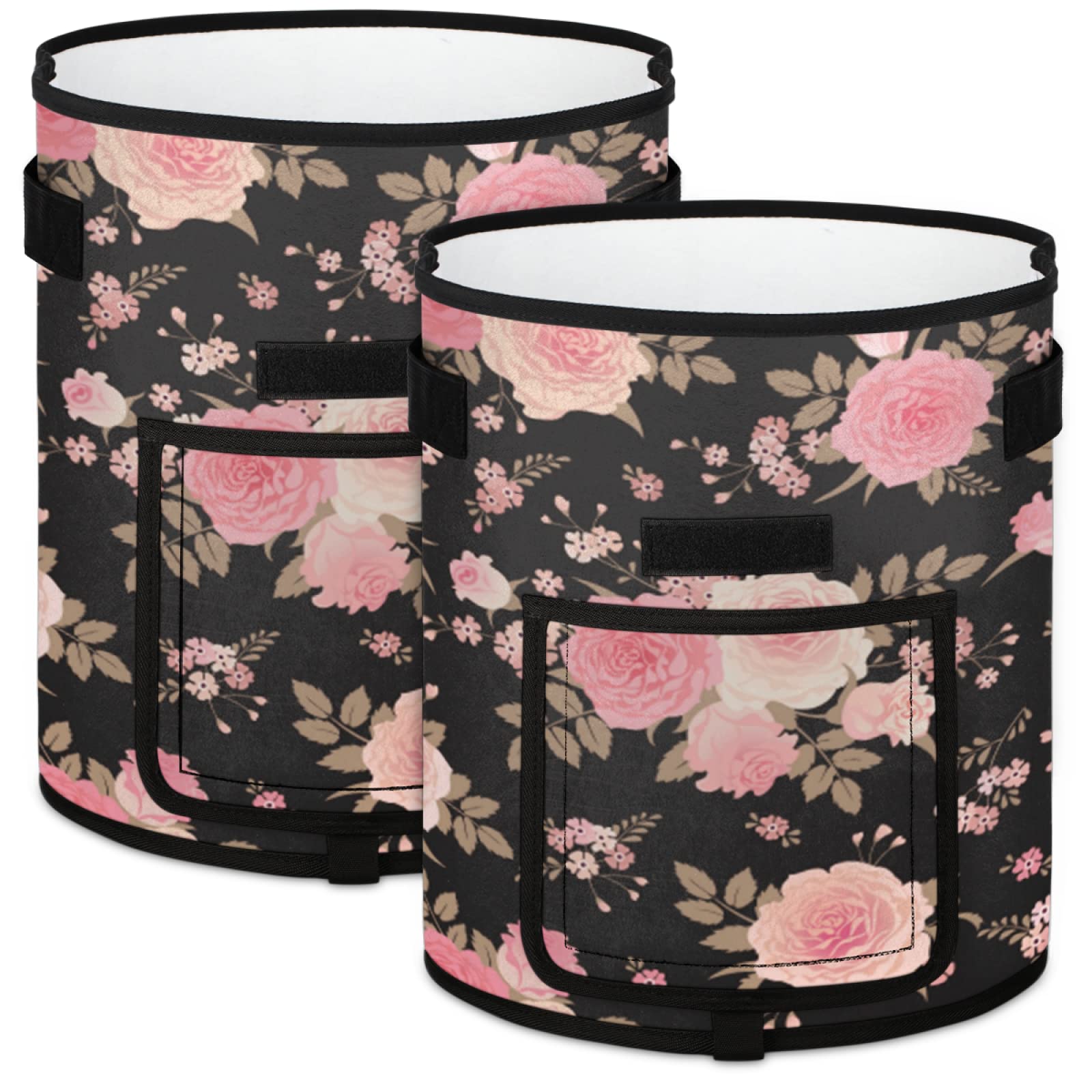 10 Gallon Grow Bags - Pack of 2 Thickened Nonwoven Fabric Plant Pots with Handles | Shabby Chic Floral Design | Aeration Containers for Vegetables, Flowers & Plants | Perfect for Gardening, Patio & Indoor Planting