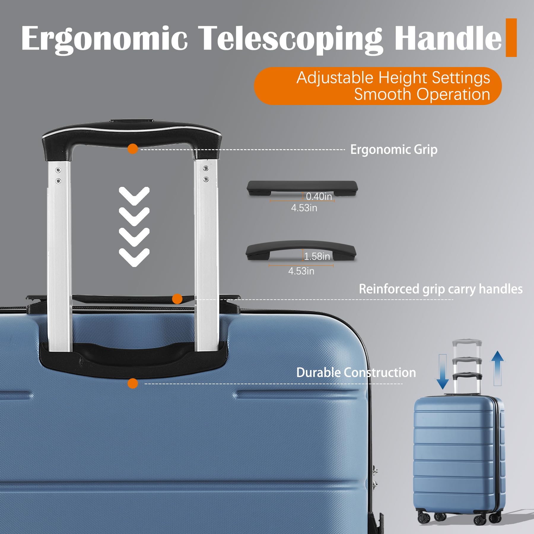 FORESEE 3-Piece ABS Lightweight Spinner Luggage Set with TSA Lock - 20/24/28 Inch Carry-On Hard Shell Suitcases for Travel & Business (Navy Blue) | Perfect for Family Vacations, Business Trips & International Travel