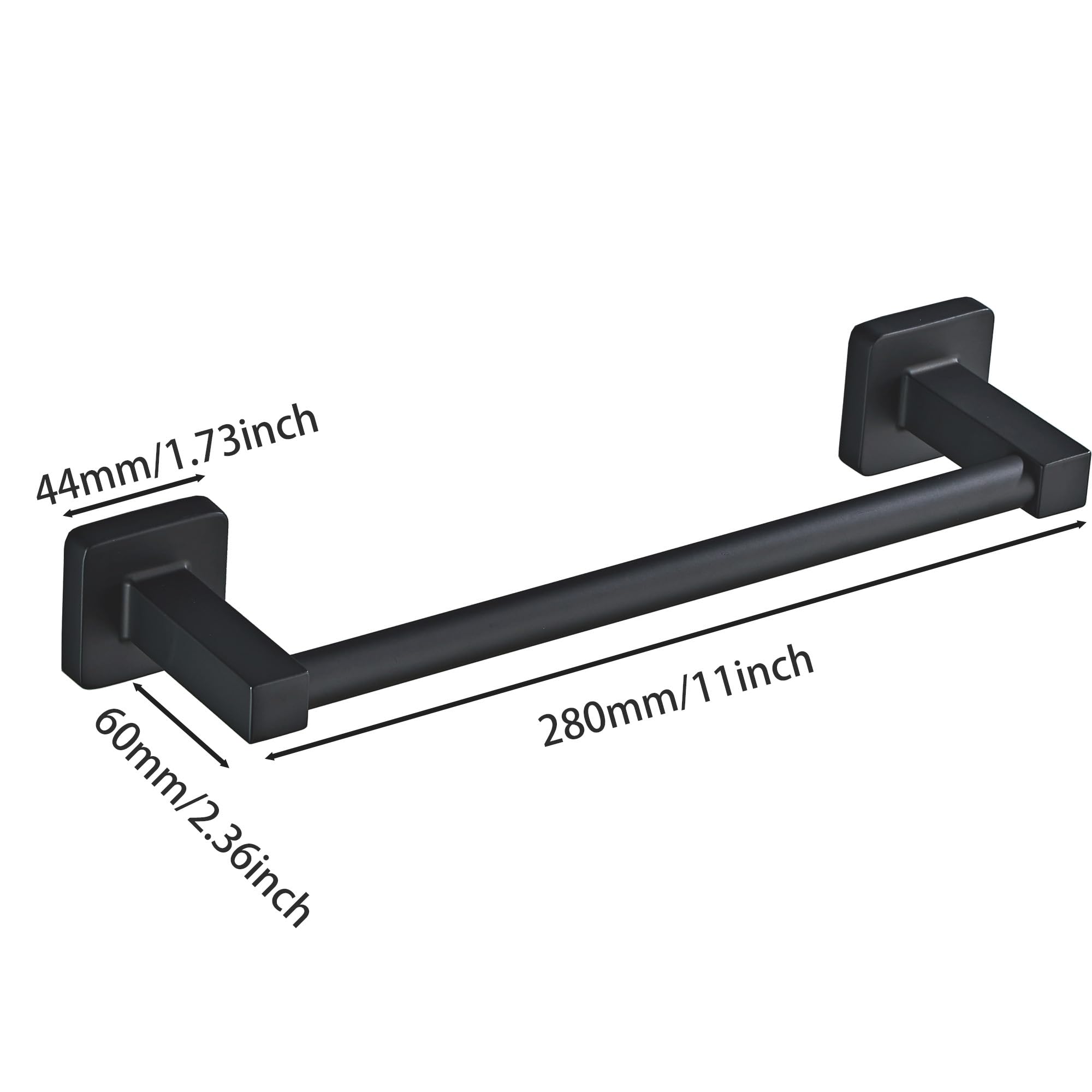 Stainless Steel Bathroom Towel Bar - 12 Inch Matte Black Wall Mounted Shower Towel Rack | Heavy Duty Bath Accessories for Spa, Hotel & Home Bathroom Organization