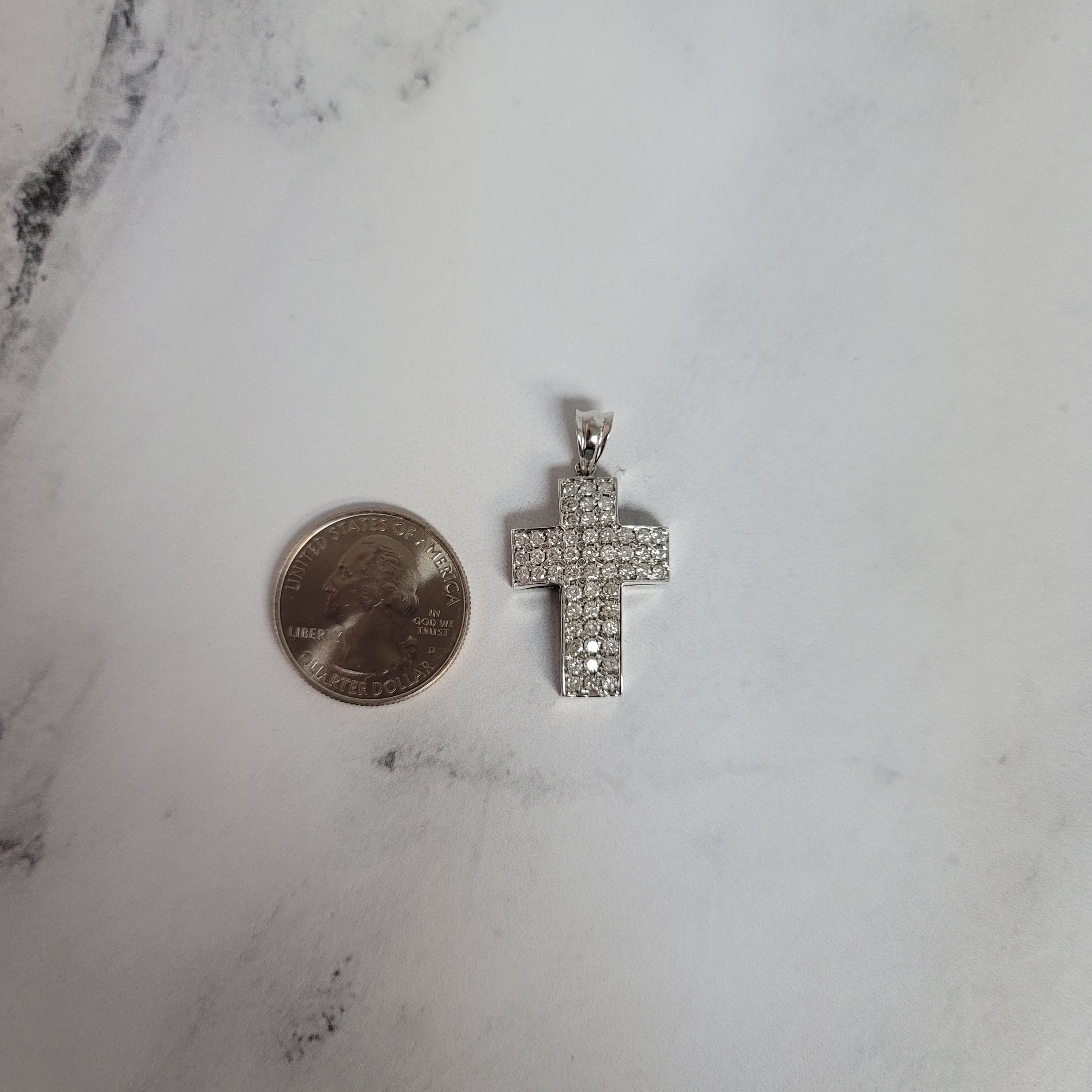 1.65cttw Diamond Cross Pendant in 14K White Gold - Elegant Religious Jewelry for Women, Perfect for Gifts, Weddings & Special Occasions