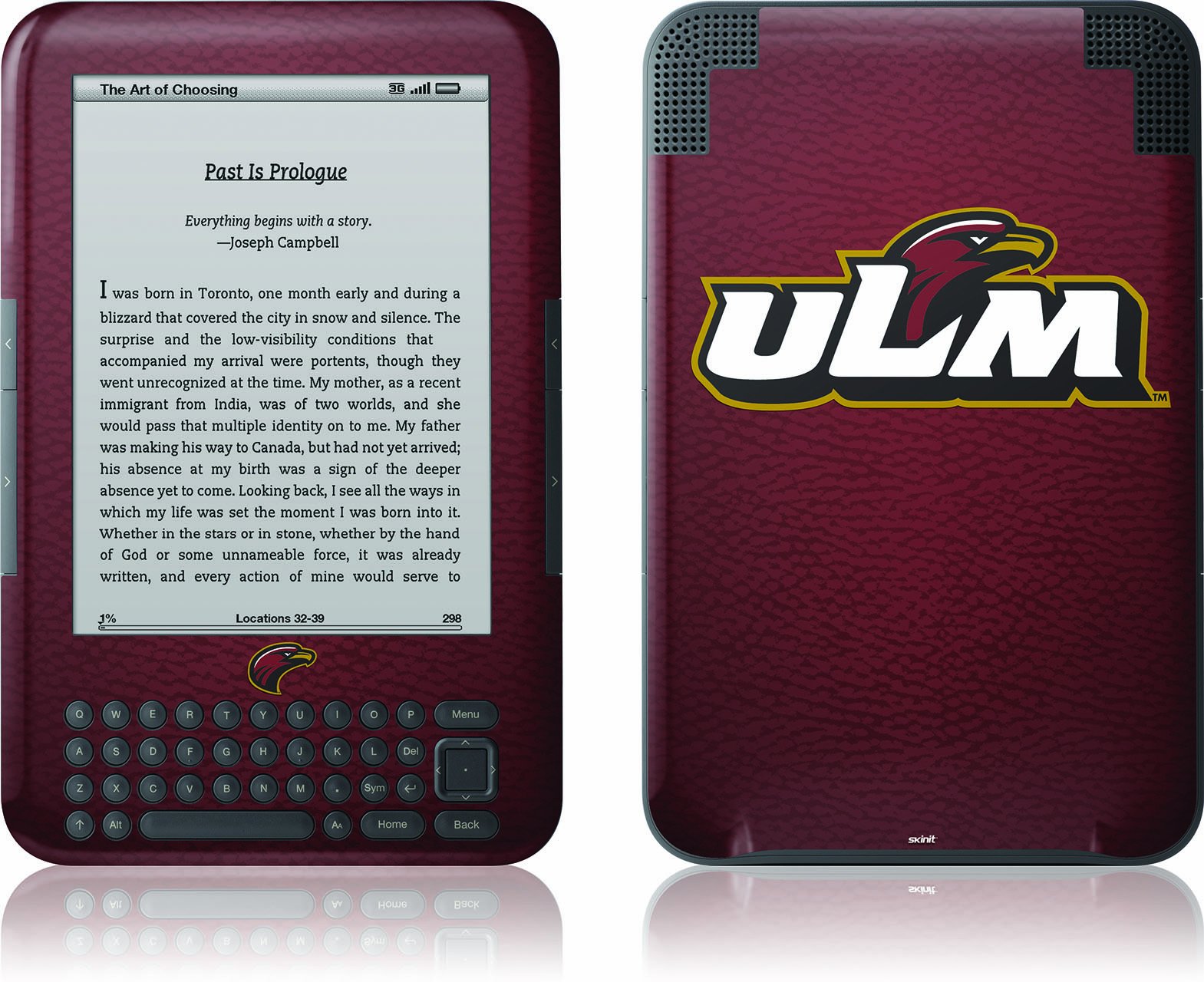 Skinit Custom Skin for Kindle Keyboard - University of Louisiana Monroe Design | Protective Cover for E-Readers | Perfect for School, Travel & Reading