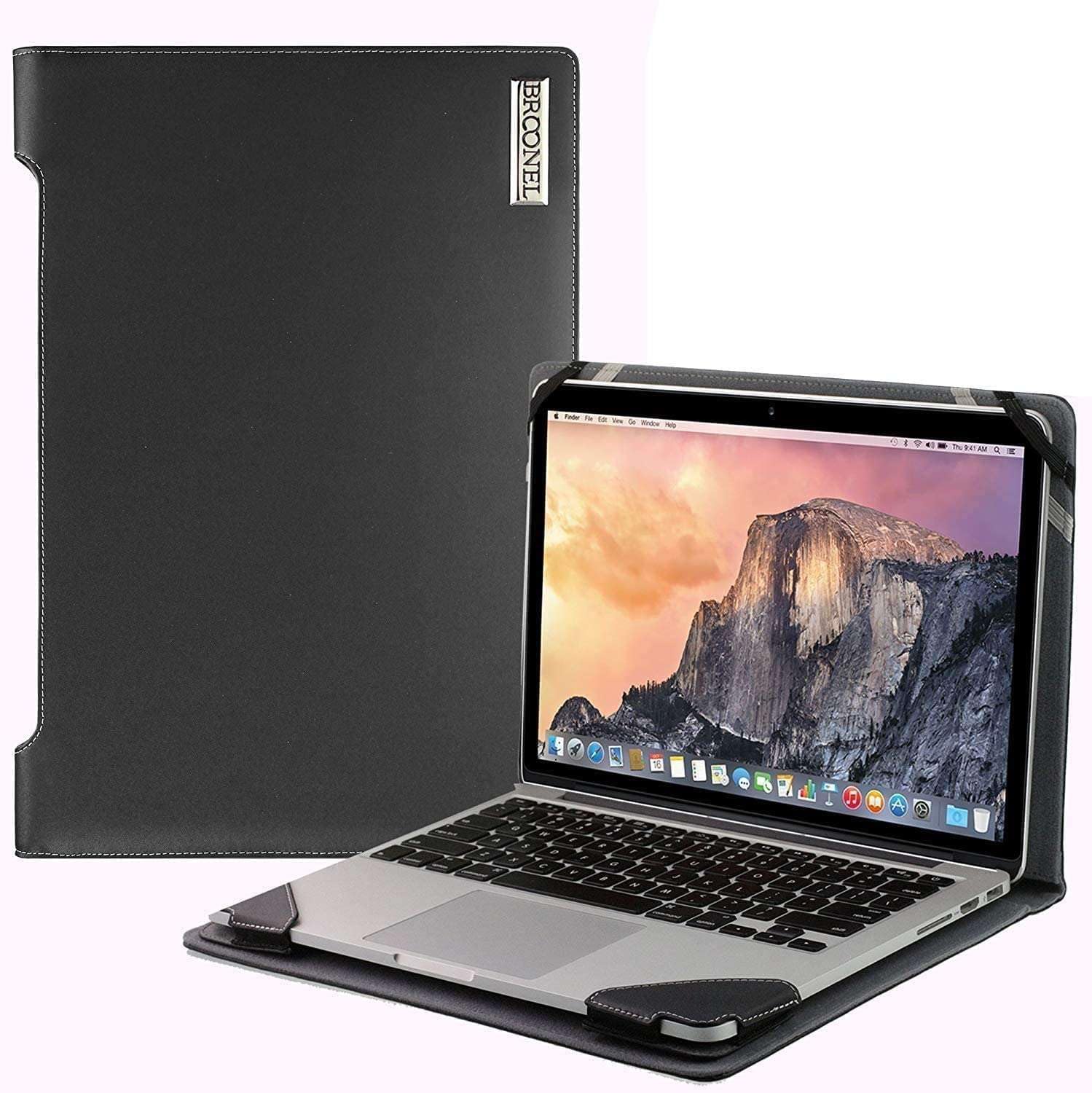 Broonel Black Leather Laptop Case for HP 14 Chromebook | 14 Inch Protective Sleeve | Perfect for Work, Travel, and School