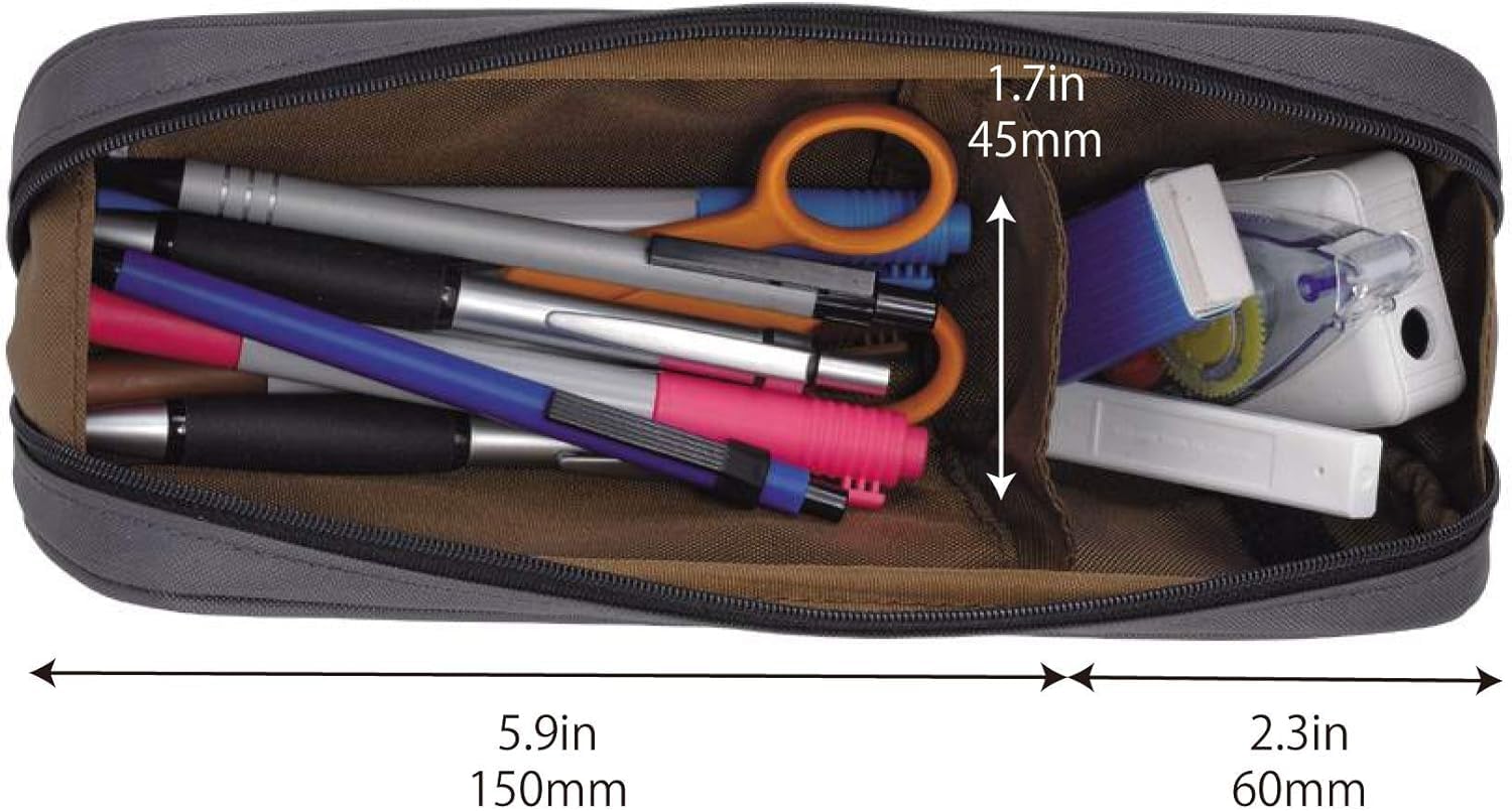 LIHIT LAB Large Capacity Zipper Pencil Case for School, Office & College - Big Storage Pencil Bag Organizer for Adults, Teens, Boys & Girls - Travel & Cosmetic Storage - Coral (A7552-103) - Perfect for Students, Professionals & Travelers