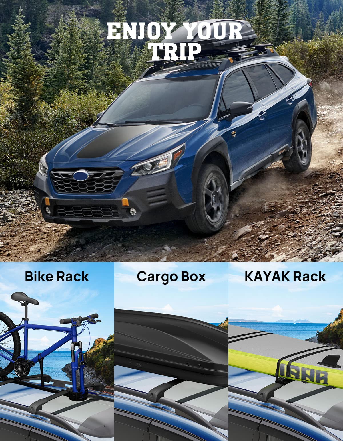 Lockable Aluminum Roof Rack Cross Bars for Subaru Outback Wilderness 2022-2025 - Secure Cargo Carrier for Kayak, Canoe, Bike, Snowboard & Luggage | Perfect for Road Trips & Outdoor Adventures