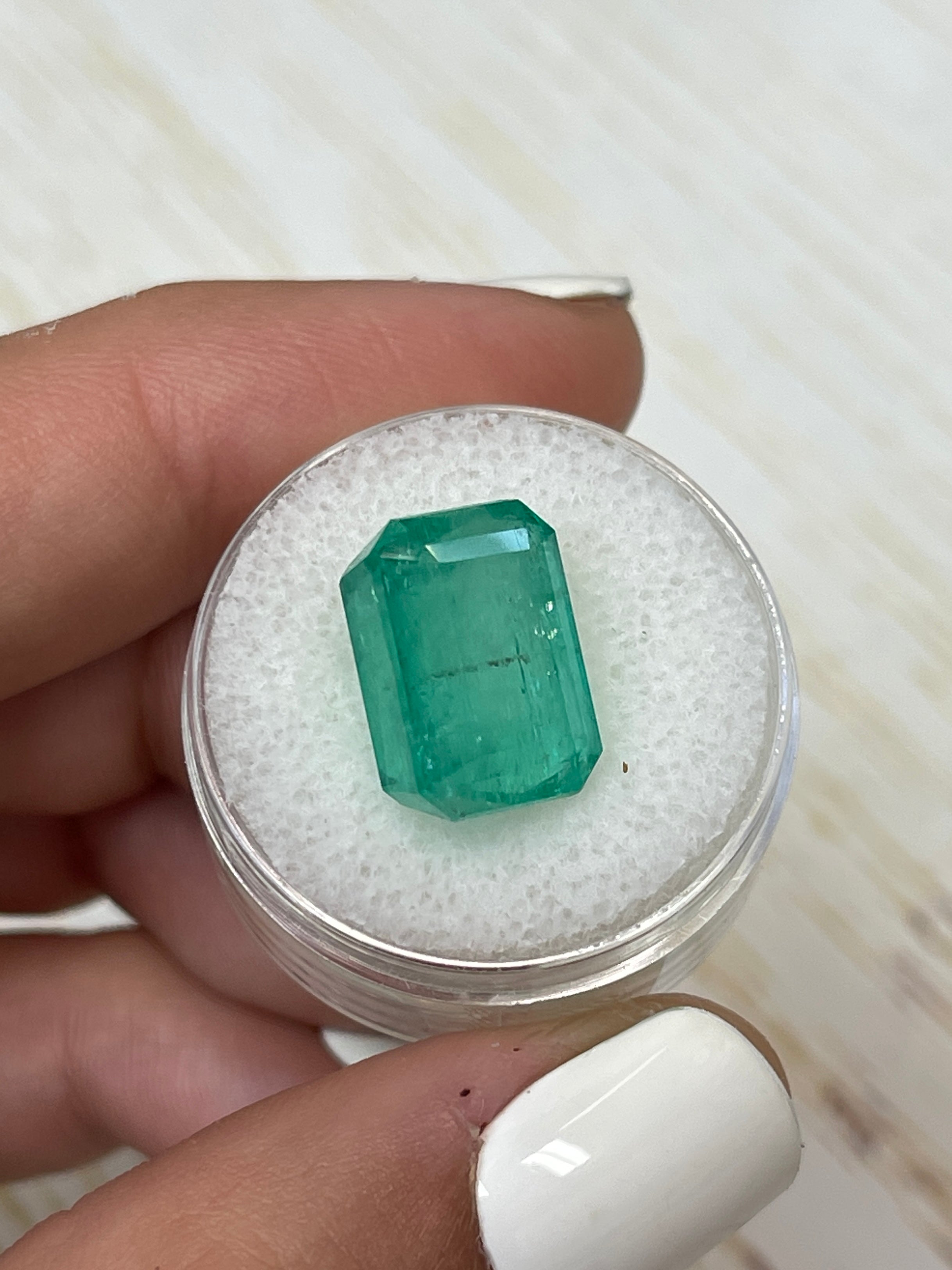 10.03 Carat Colombian Loose Emerald - Earthy Brick Green 14x10mm Emerald Cut Gemstone for Jewelry Making & Engagement Rings