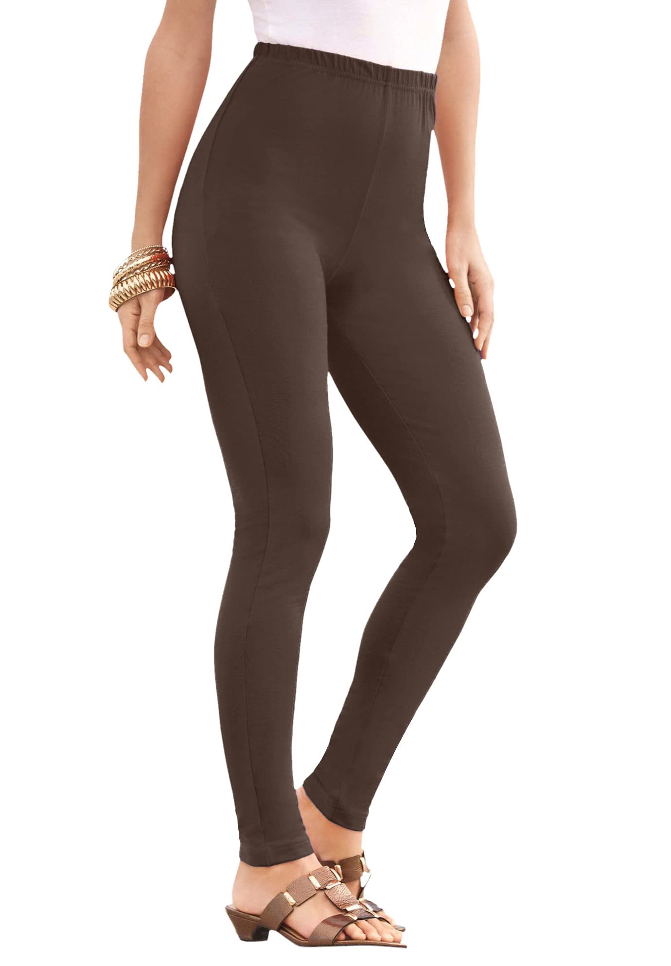 Roamans Women's Plus Size Petite Ankle-Length Stretch Leggings - Comfortable Workout Yoga Pants for Activewear, Lounge & Everyday Wear