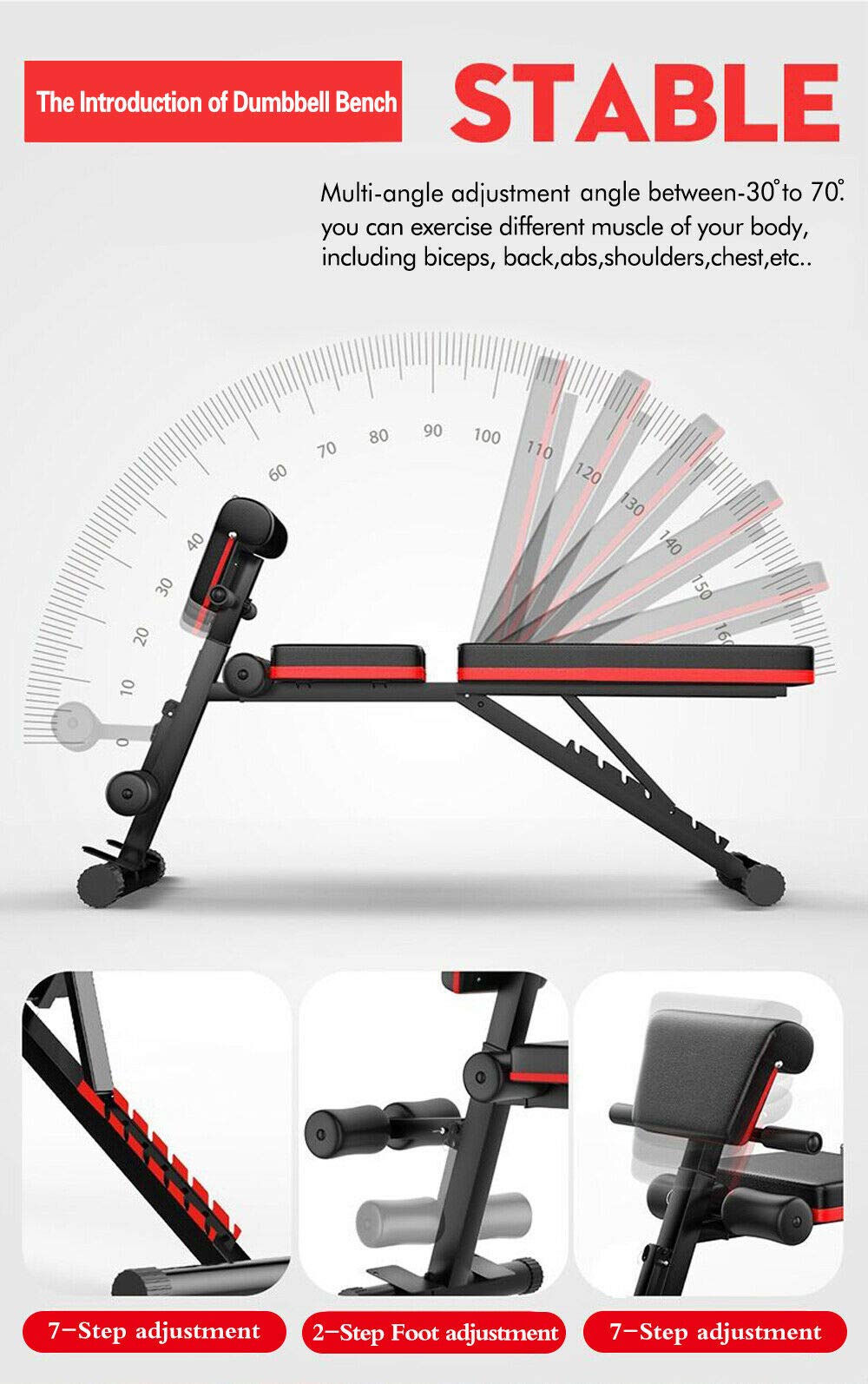 Adjustable Weight Bench for Full Body Workout - Multi-Use Home Gym Equipment for Sit-Ups, Stretching & Dumbbell Training | Perfect for Home Fitness & Strength Training