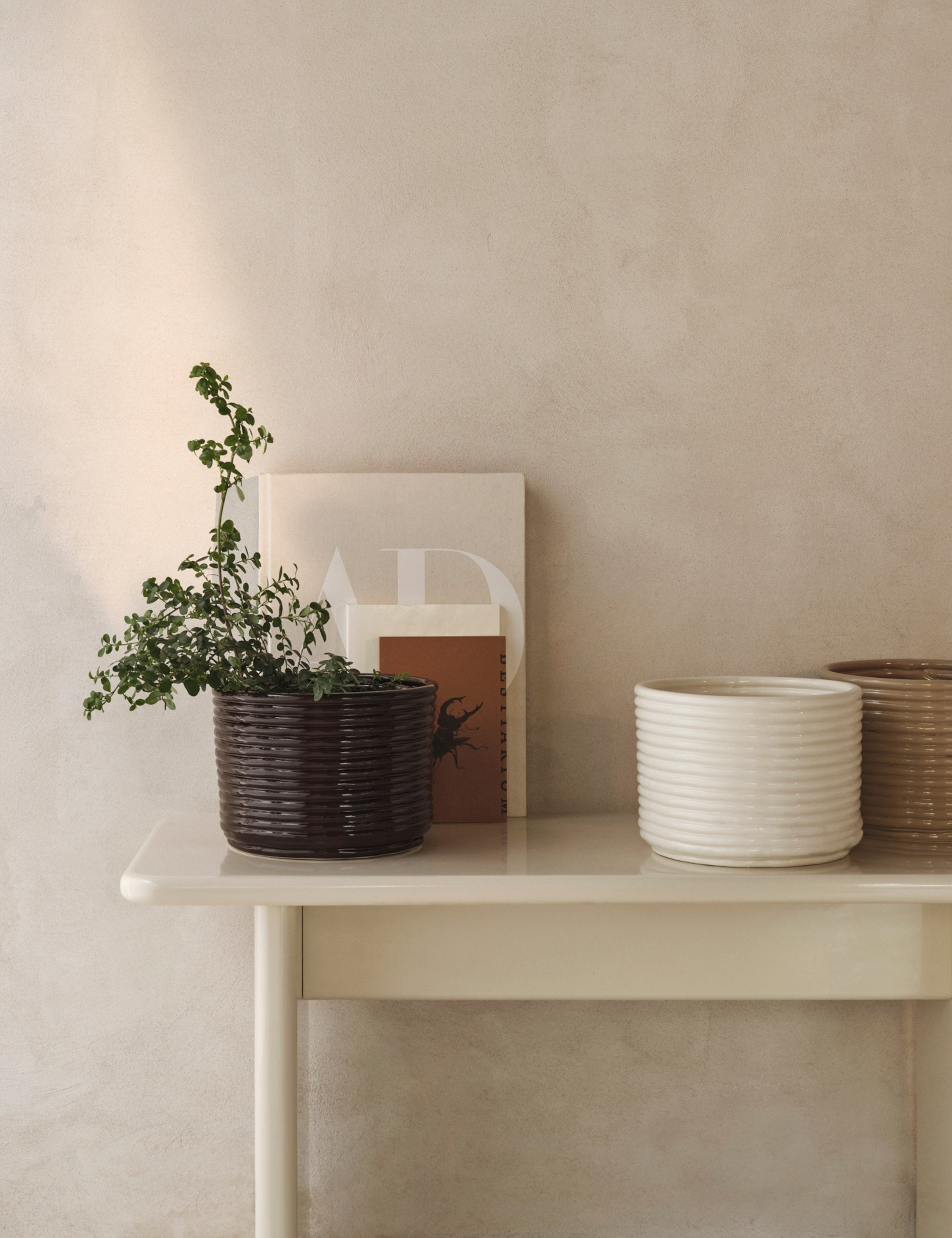 Ferm Living Corduroy Pot - Modern Textured Planter for Indoor Plants, Succulents & Home Decor | Perfect for Living Room, Office & Shelf Display