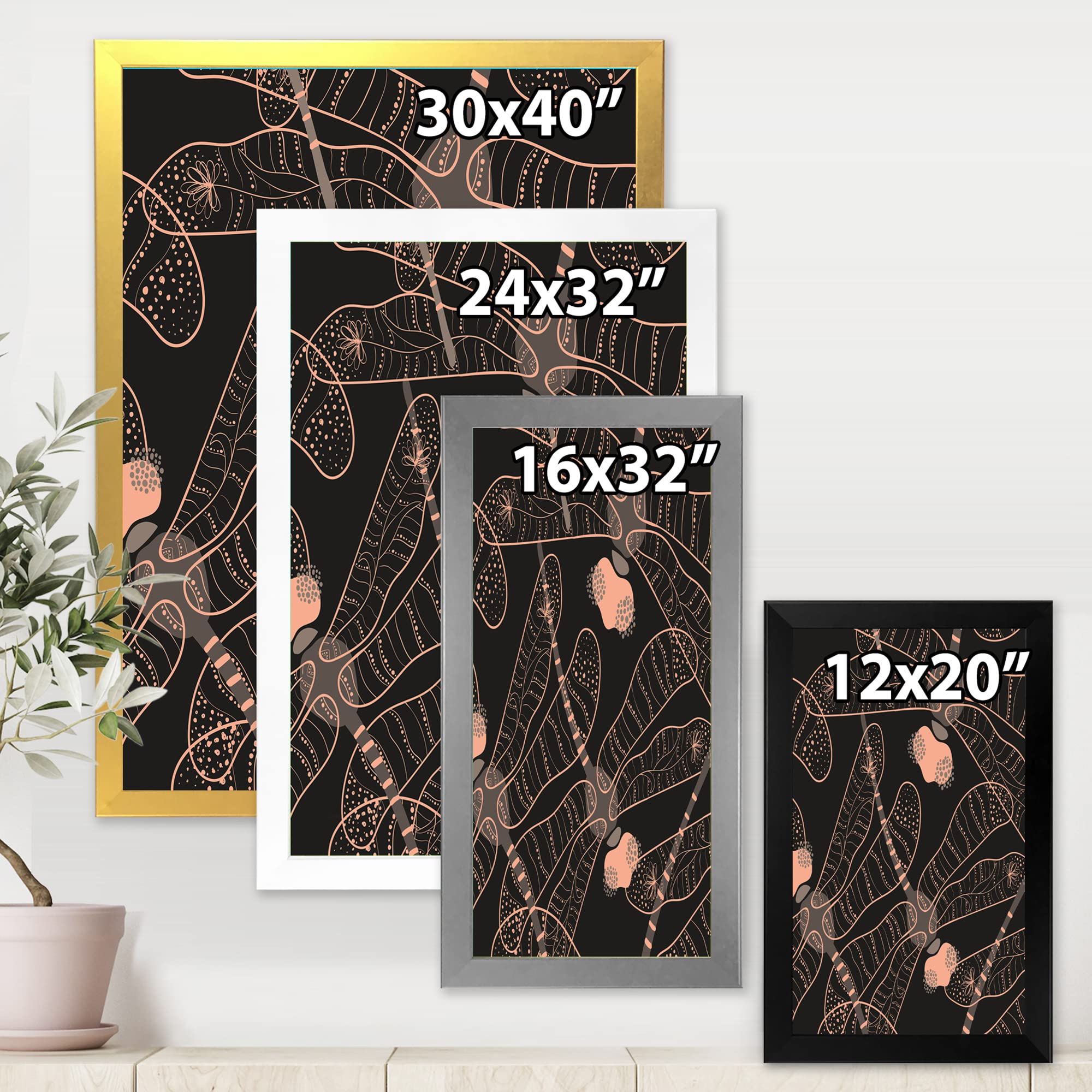 Bohemian Dragonfly Folk Art Seamless Pattern Framed Wall Decor - Perfect for Eclectic Home, Office & Bohemian Style Interior Design