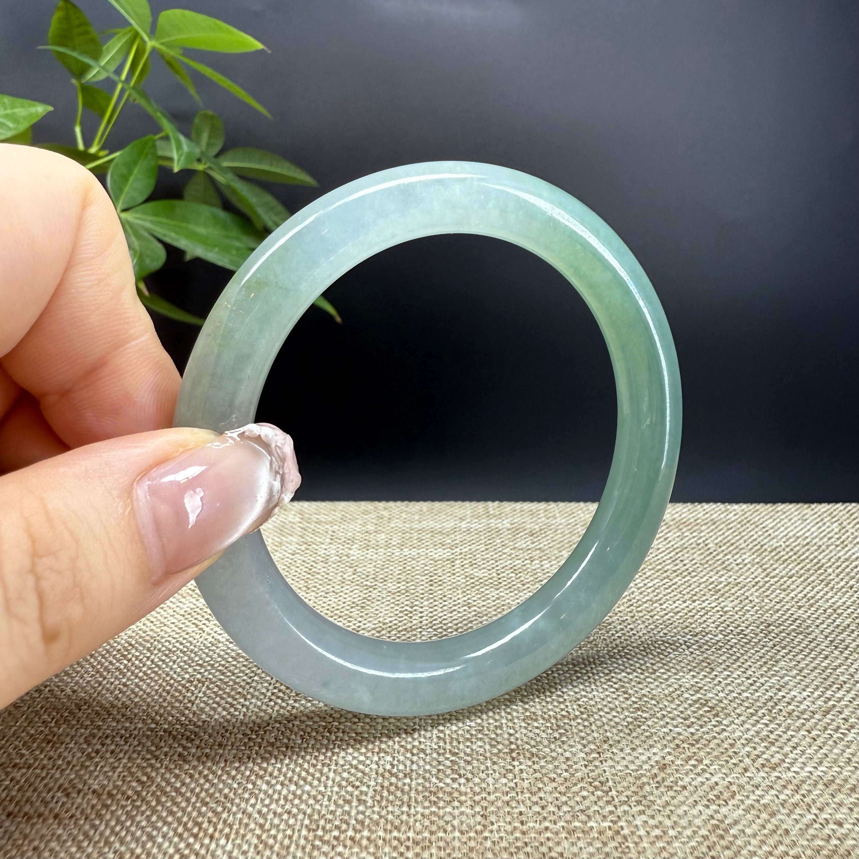 Authentic Burmese Icy Green Jadeite Bangle Bracelet - 57.2mm Handcrafted Jewelry for Women, Luxury Gift for Special Occasions | Perfect for Weddings, Anniversaries & Elegant Fashion Statements