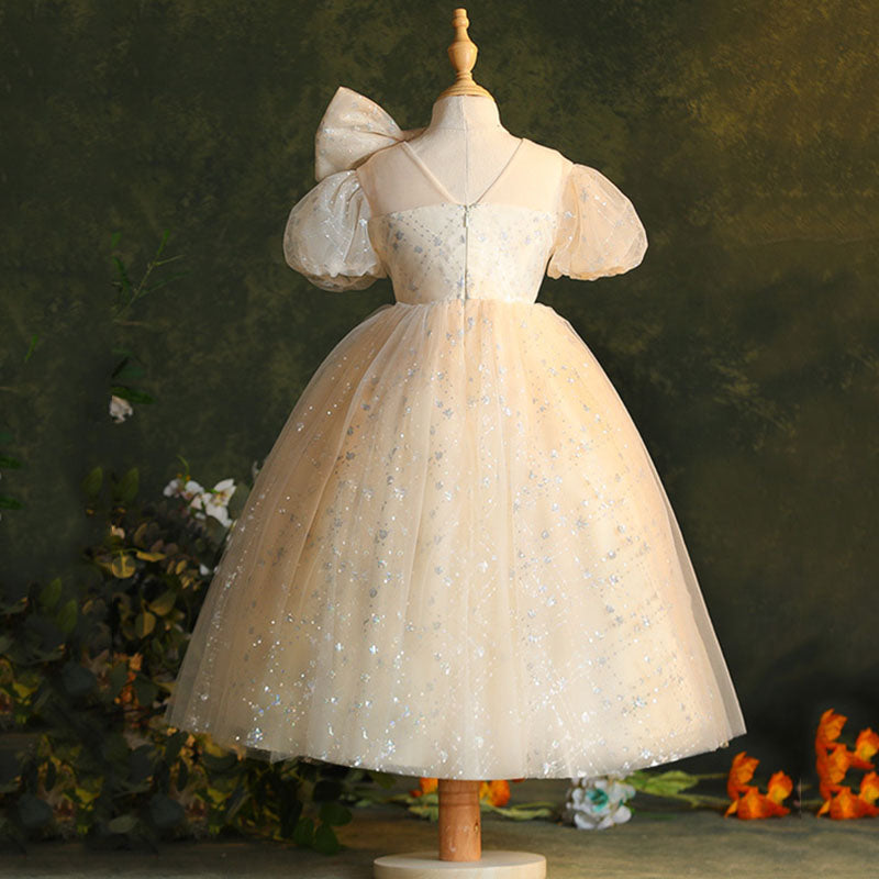 Elegant Baby Girls Puff Sleeve First Communion Dresses - Toddler Baptism Gowns for Church Ceremonies, Christening & Special Occasions