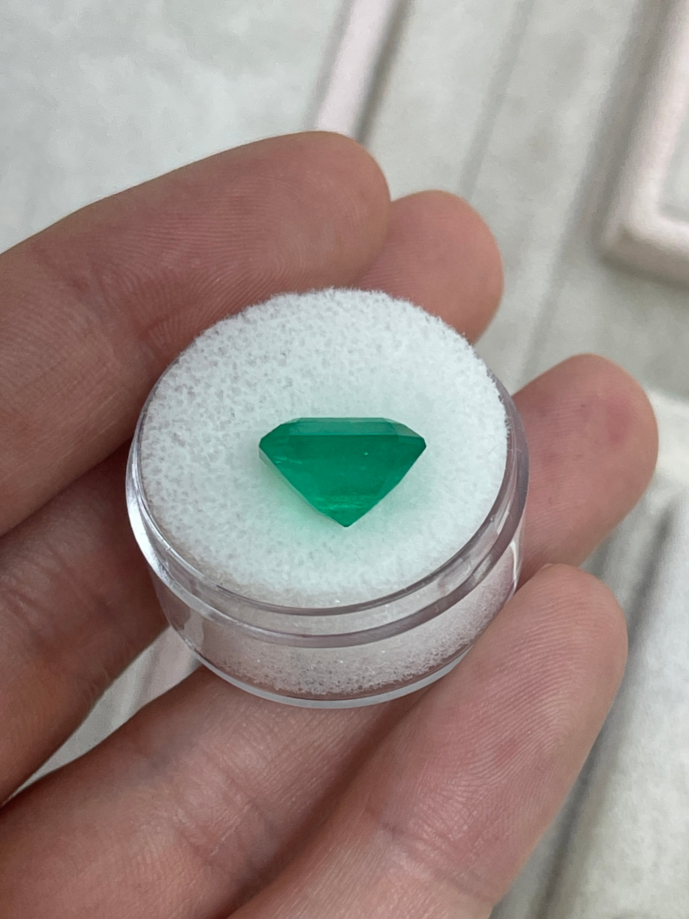 5.94 Carat 12x11mm Deep Green Natural Loose Colombian Emerald Gemstone - Emerald Cut for Jewelry Making, Engagement Rings & Luxury Gifts