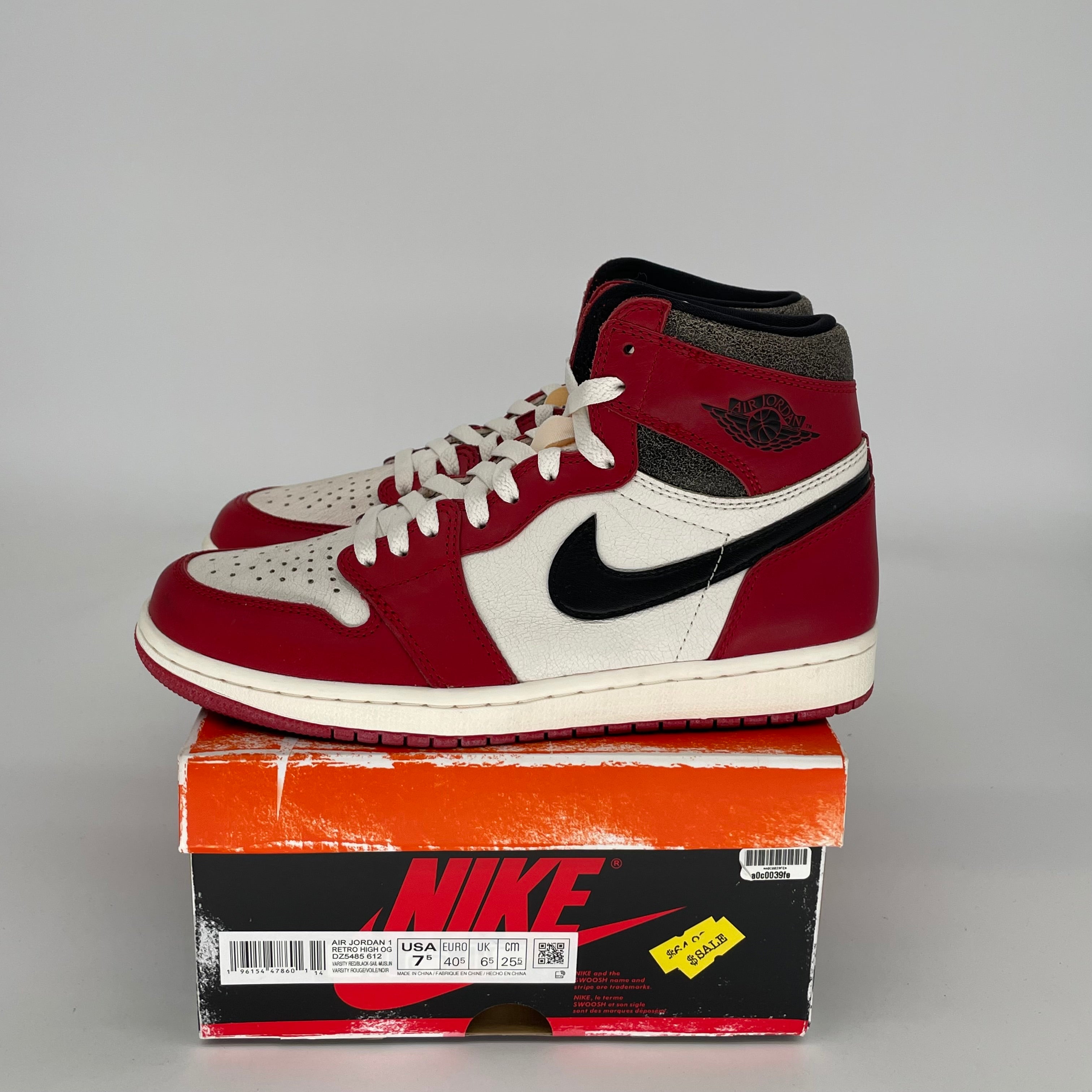 Air Jordan 1 Lost and Found Sneakers - Size 7.5 Men's (DZ5485-612) | Retro Basketball Shoes for Casual Wear & Street Style