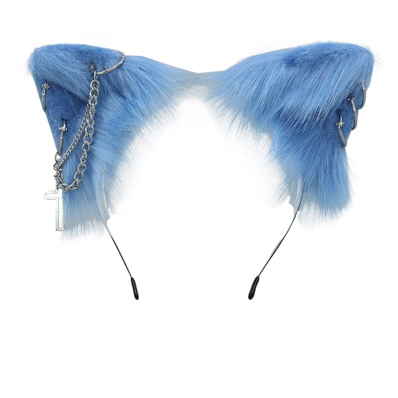 Punk Gothic Cross Cat Ears Headband - VIGVAN Cat Cosplay Accessories for Halloween, Anime Conventions & Gothic Fashion