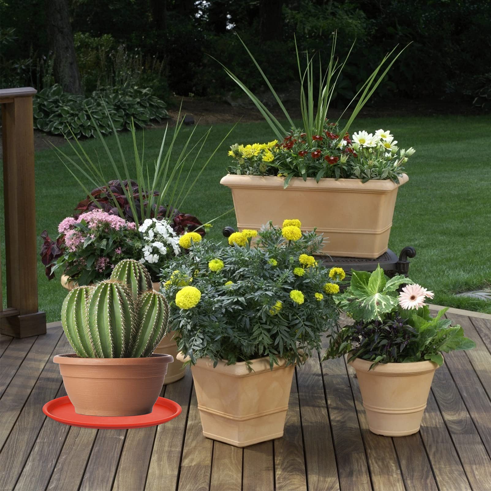 Hemoton 10-Pack Oval Plastic Plant Saucers - Water Trays for Flower Pots, Gardening Supplies, Indoor/Outdoor Use - Perfect for Drainage Protection on Decks, Patios & Windowsills