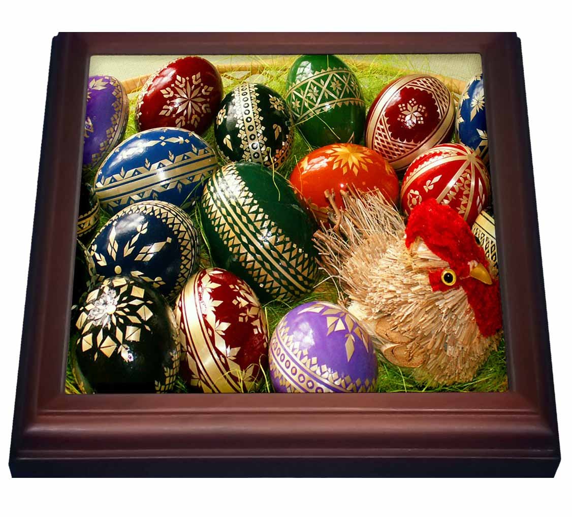 3D Rose Chick and Decorative Easter Eggs Ceramic Tile Trivet - 8x8 Inch Brown - Perfect for Easter Decor, Kitchen Hot Pads, and Holiday Table Settings