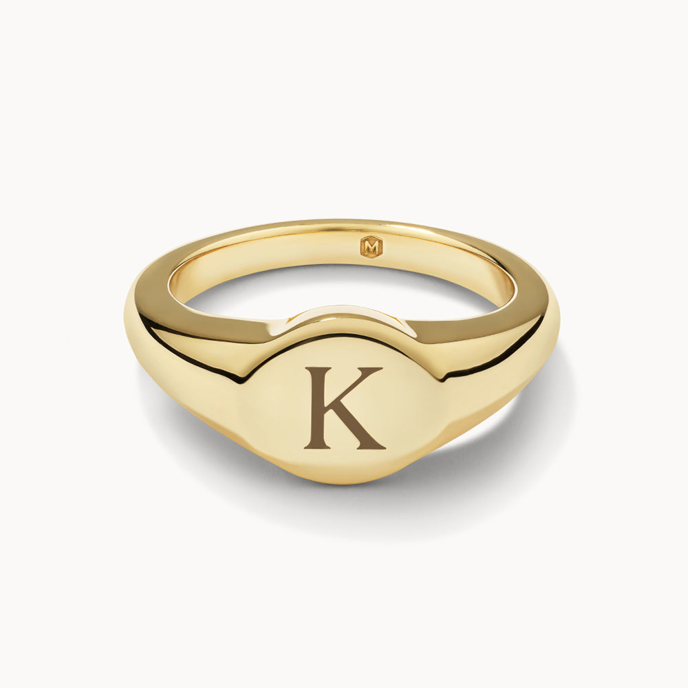 Personalized Gold Engravable Circle Signet Pinky Ring - Perfect for Engraving Initials, Names & Dates - Ideal for Gifts, Weddings & Special Occasions