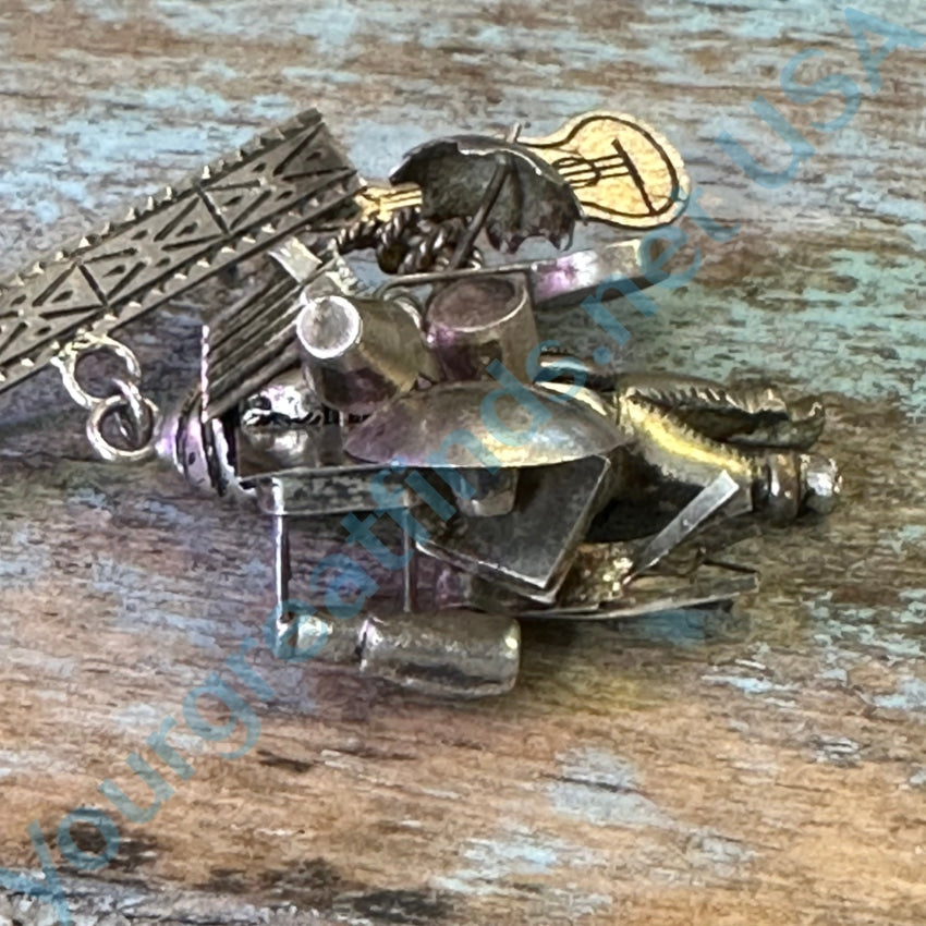 Authentic Sterling Silver Mexican Junk Dealer Pin Charms - Vintage Style Jewelry for DIY Bracelets, Necklaces & Craft Projects