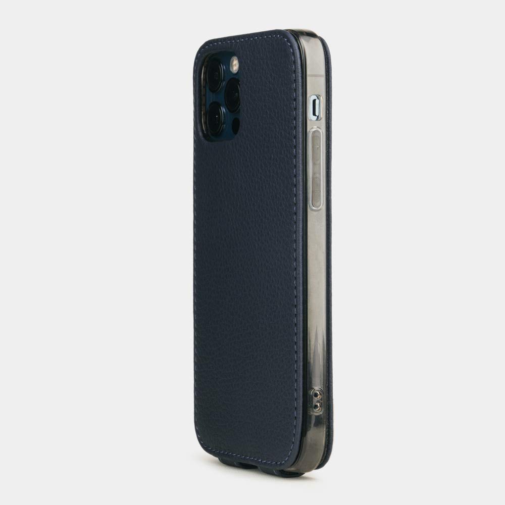 Premium Genuine Leather Wallet Case for iPhone 12 & iPhone 12 Pro - Slim Protective Cover with Card Slots - Made in France - Blue - Perfect for Everyday Use & Travel Accessories