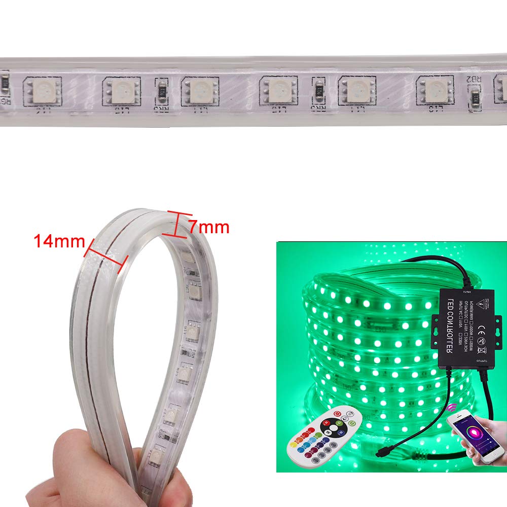 XUNATA 50ft WiFi RGB LED Strip Lights - 5050 60 LED/m Waterproof Dimmable Light Strips with 1500W Controller, Works with Alexa & Google Home, iOS/Android Music Sync - Perfect for Bedroom, Kitchen, Party & Home Decoration (15m)