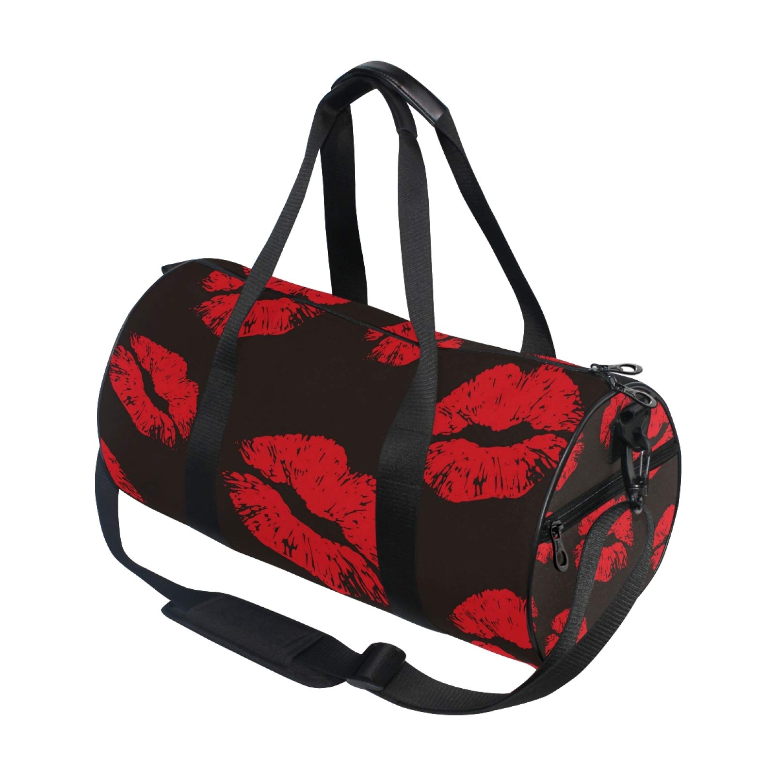Premium Canvas Gym Bag for Men & Women - Durable Sports & Travel Duffle with Stylish Red Lips Print | Perfect for Gym, Workouts, Travel & Sports