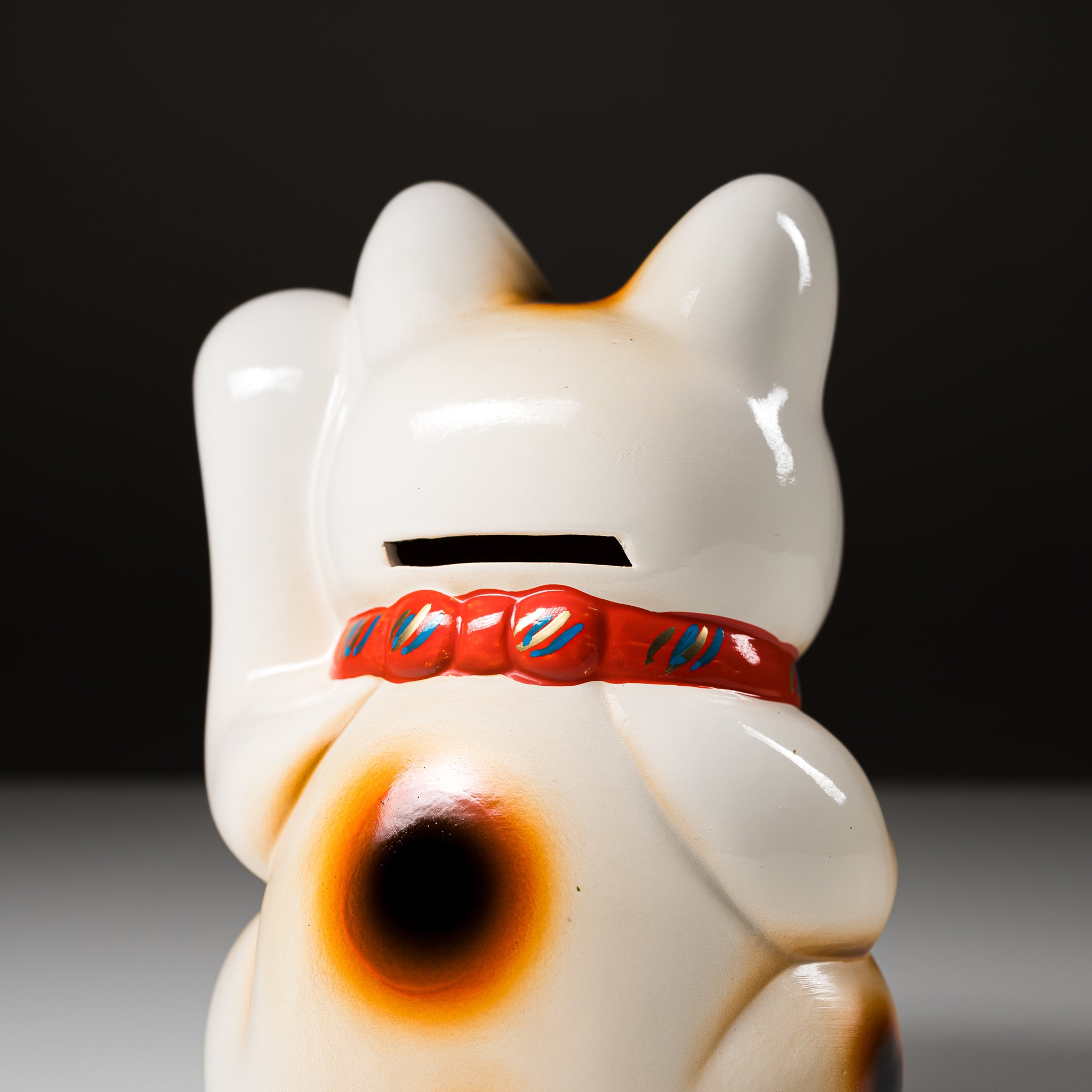 Tokoname Ware Lucky Cat Ornament - Left Hand Raised for Good Fortune | Japanese Maneki Neko Ceramic Figurine for Home, Office & Business Decor