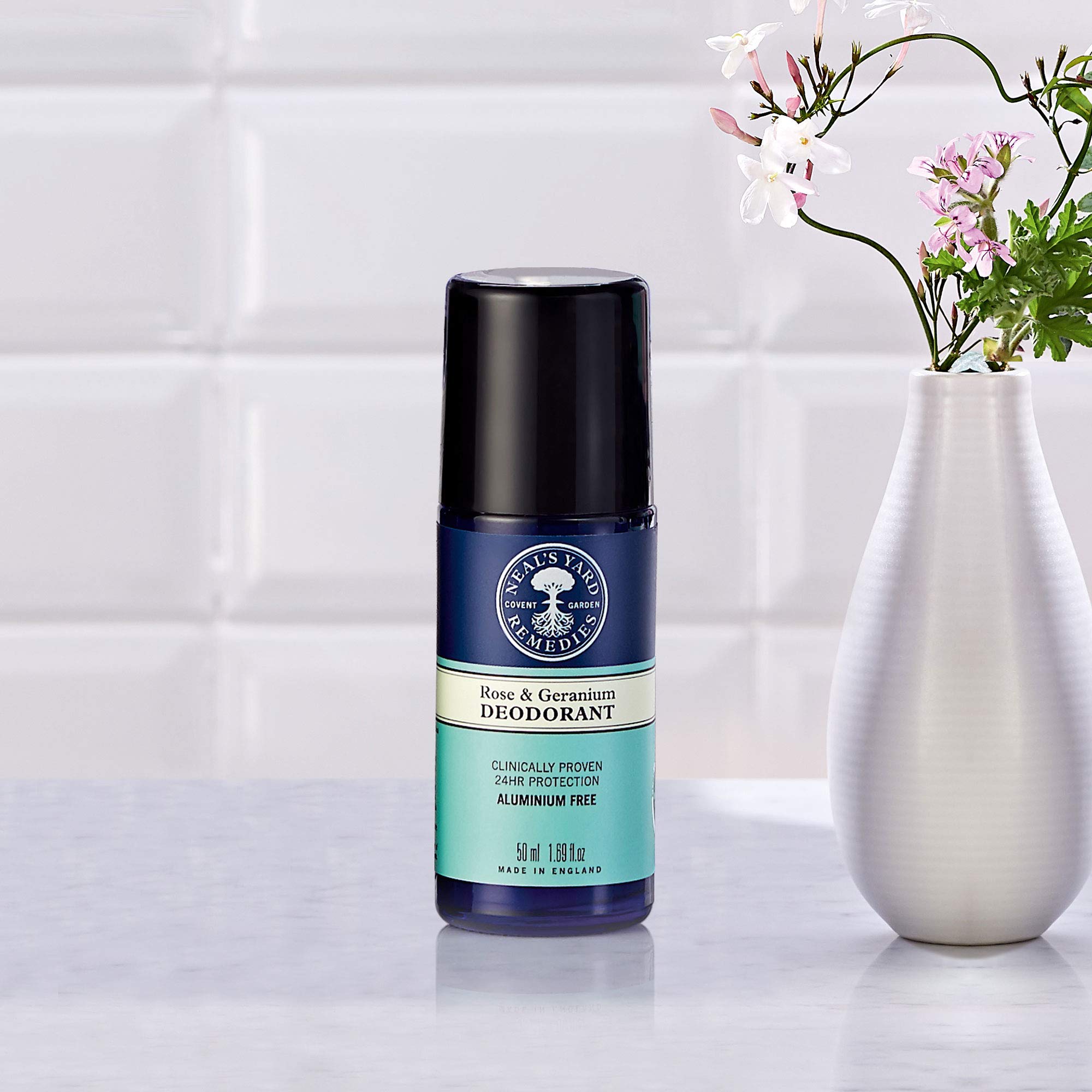 NEALS YARD REMEDIES Organic Rose & Geranium Natural Deodorant - 50ml | Aluminum-Free, Vegan & Cruelty-Free | Fresh All Day for Women & Men | Perfect for Gym, Work & Daily Use