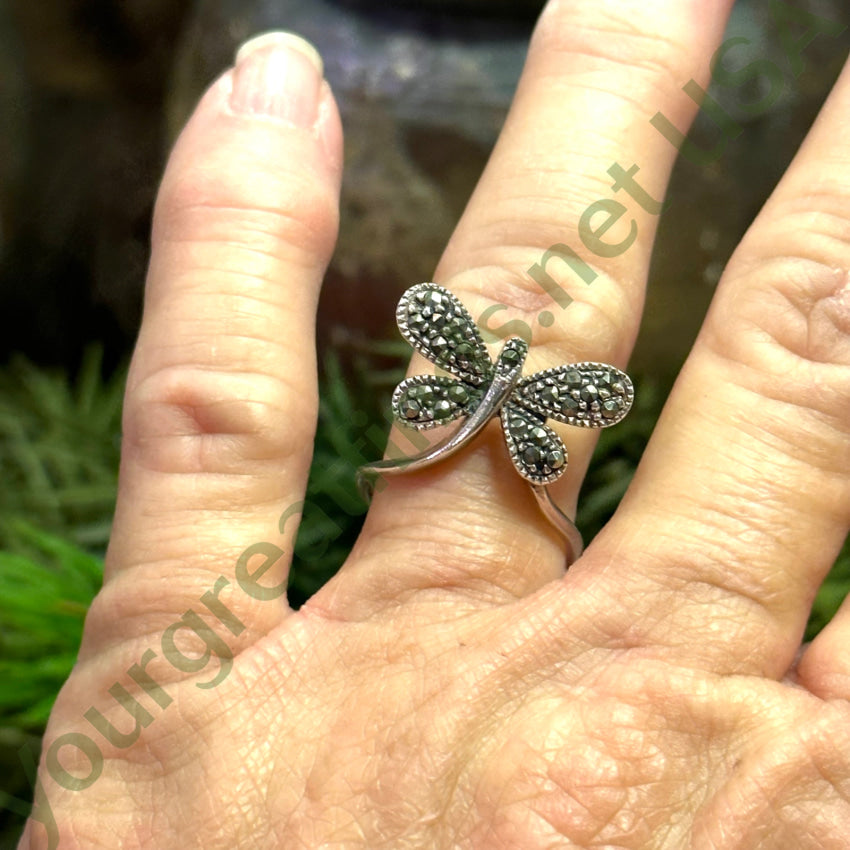 Sterling Silver Marcasite Butterfly Ring - Size 7.5 - Elegant Jewelry for Women - Perfect Gift for Birthday, Anniversary & Special Occasions