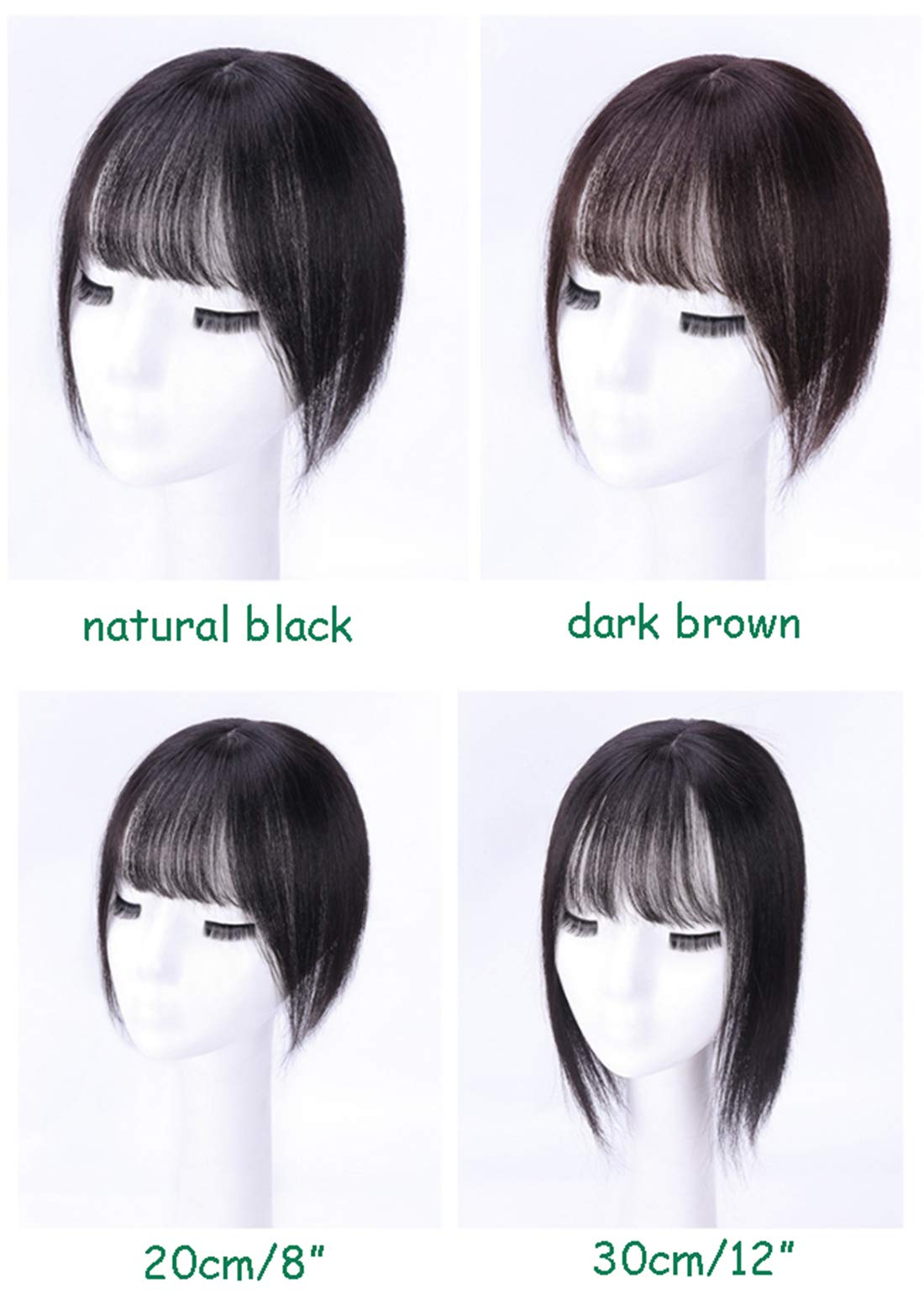 LXUE Real Human Hair Clip-In Topper with Bangs for Women – 12