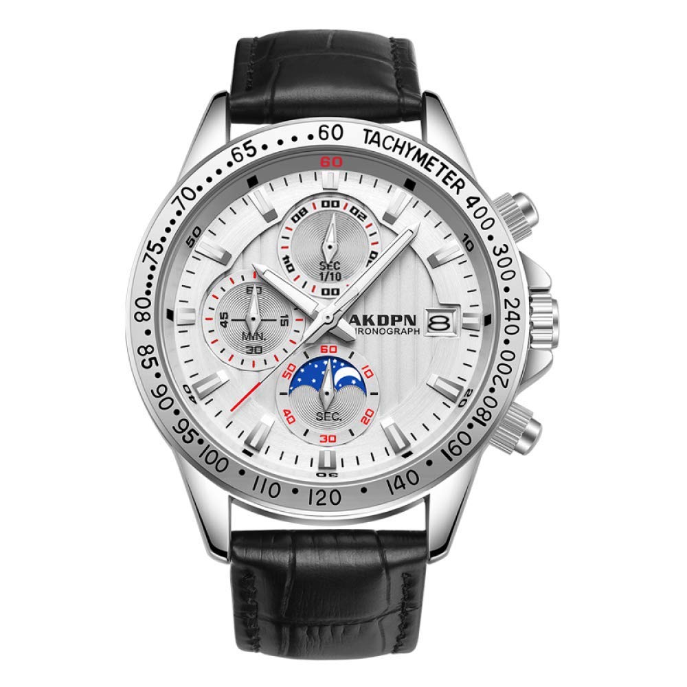 Military Sports Chronograph Quartz Watch for Men - Waterproof Date Display with Luminous Hands - Soft Leather Strap Casual & Dress Watch - Perfect Gift for Him (Ideal for Outdoor Activities, Work & Formal Occasions)