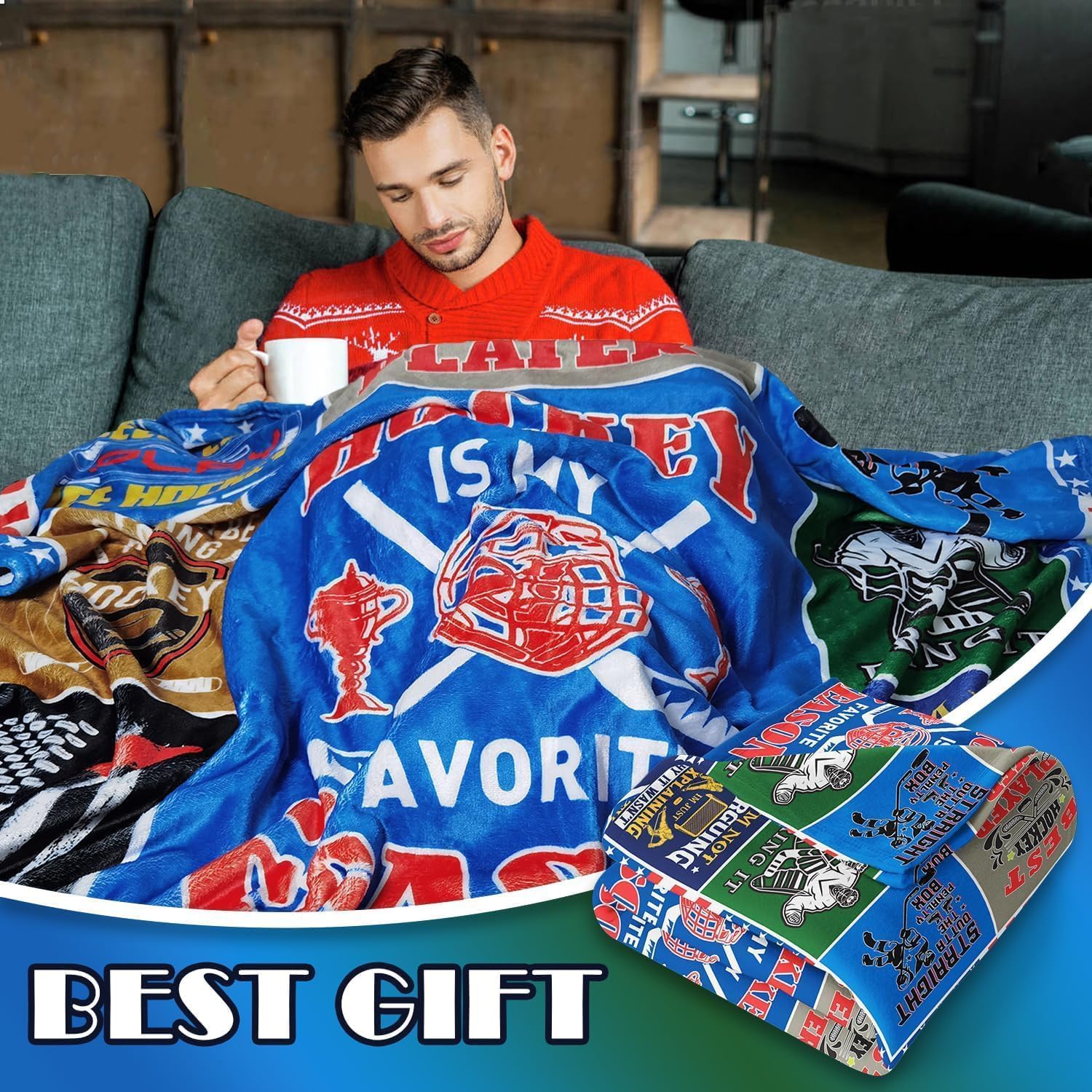Premium Hockey Throw Blanket 50