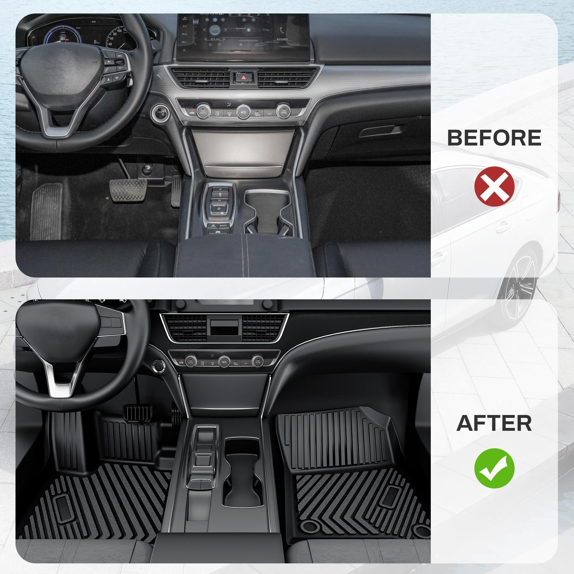 2025 2024 2023 Honda Accord All-Weather TPE Floor Mats - Custom Fit for Accord Hybrid, 1st & 2nd Row Liners & Cargo Mat - Durable Black Car Accessories - Perfect for Daily Commute, Road Trips & All-Season Protection