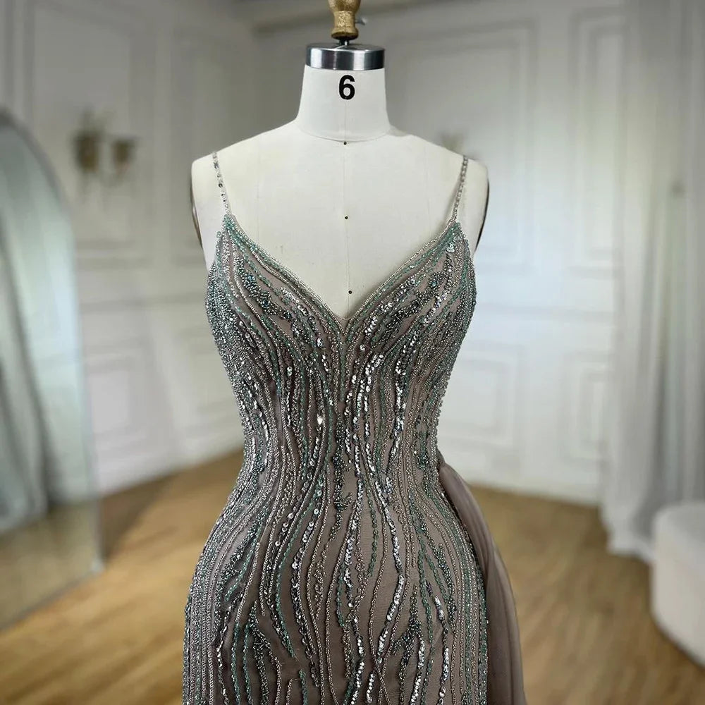 Luxury Beaded Mermaid Evening Gown with Spaghetti Straps for Women - Elegant Prom, Party & Formal Dresses - Perfect for Weddings, Galas & Special Occasions - Serene Hill Collection 2025 LA72276