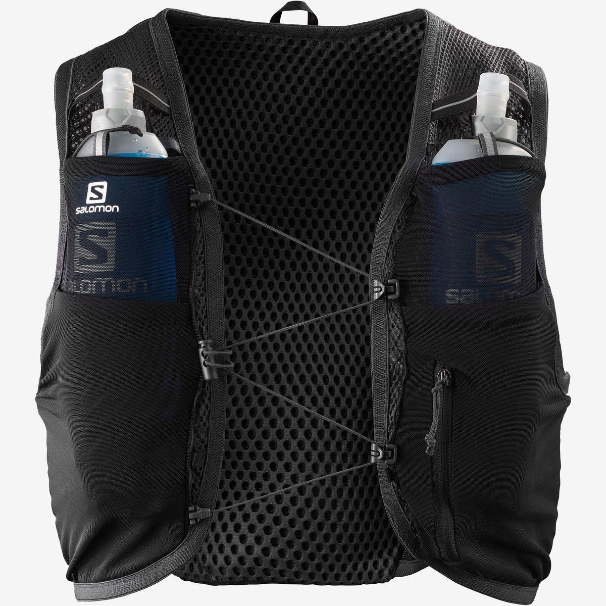 Salomon Unisex Active Skin 8 Hydration Running Vest with Water Flasks - Lightweight Breathable for Trail Running, Hiking & Outdoor Sports