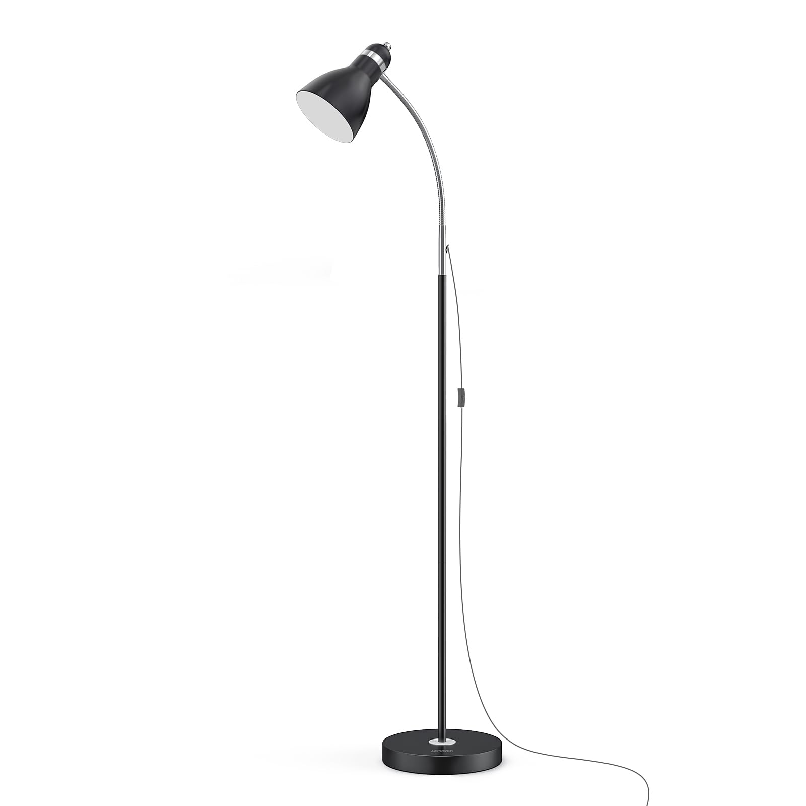 LEPOWER Adjustable Gooseneck Floor Lamp with Heavy Metal Base - Black Standing Reading Lamp for Office, Bedroom & Living Room - Perfect for Task Lighting, Reading Nook & Home Decor