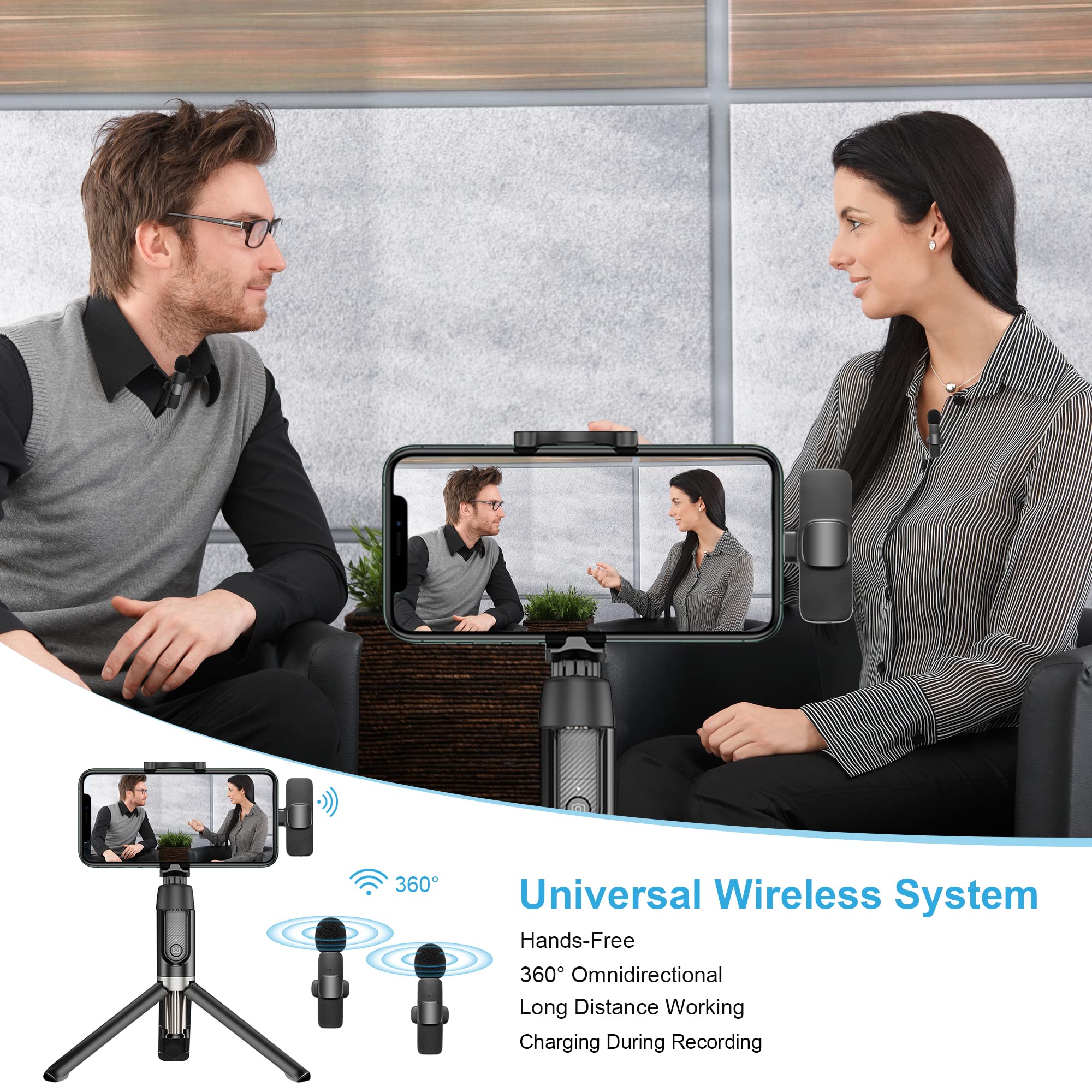 HMKCH Wireless Lavalier Microphone for iPhone & iPad - Plug & Play Clip-on Mic with Noise Reduction & Auto Sync for Recording, Live Streaming, YouTube, TikTok, Facebook Videos - Perfect for Vlogging, Interviews, Podcasts & Online Classes