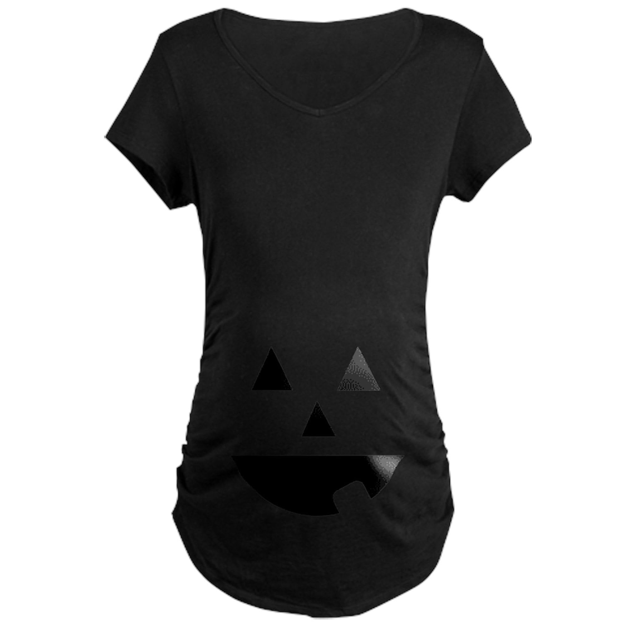 Jack-O-Lantern Maternity T-Shirt for Women - Ruched Side Design, Comfortable Pregnancy Tee - Perfect for Halloween, Pregnancy Announcements & Maternity Photos