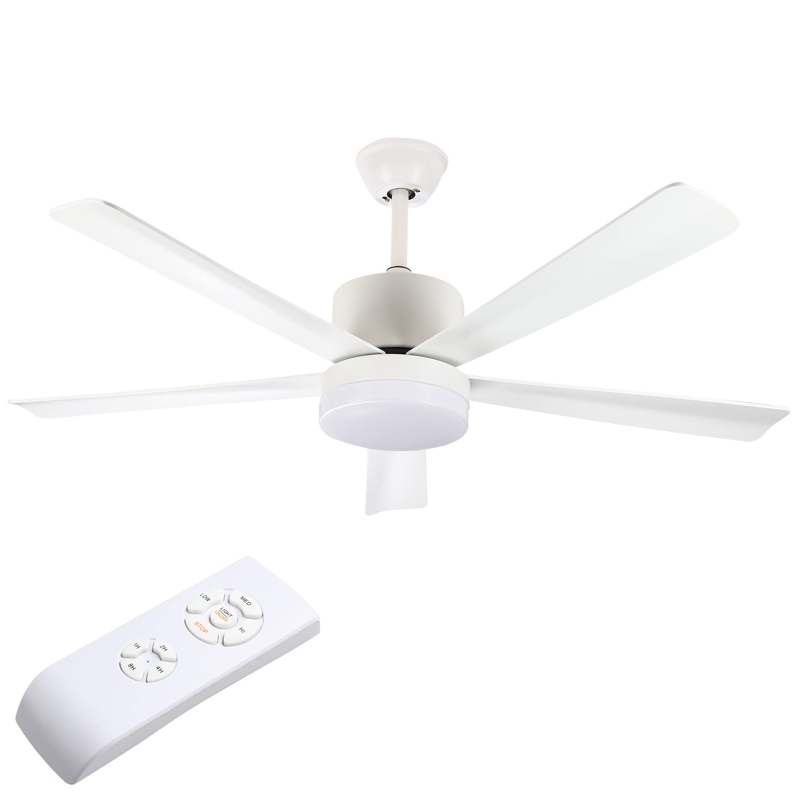 52 Inch White Ceiling Fan with Lights and Remote Control - Modern Indoor Ceiling Fan for Bedroom, Kitchen, Living Room - Energy Efficient Quiet Operation - Perfect for Home Cooling and Stylish Lighting
