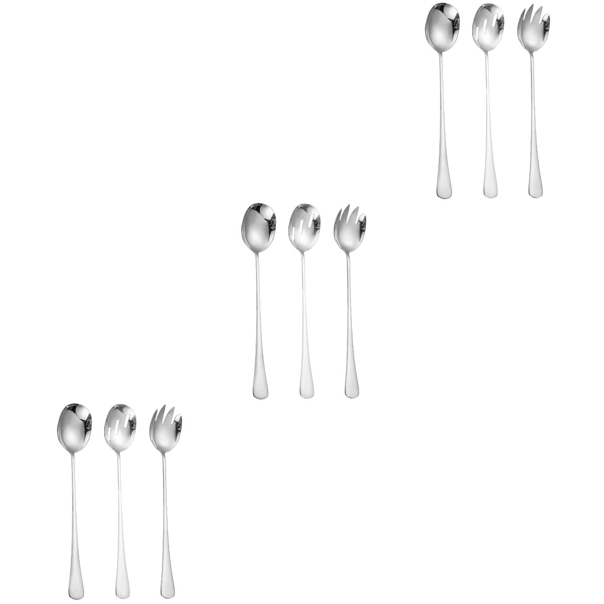 9pcs Stainless Steel Mixing Spoons Set - Salad Spork & Colander for Camping