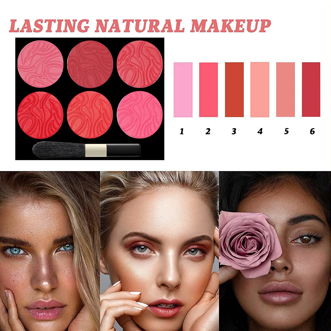 VARS LONDON 6-Color Soft Matte Blush Palette - Long-Lasting Cream Blush for Cheeks & Contouring | Natural Makeup for Daily Wear, Parties & Professional Use