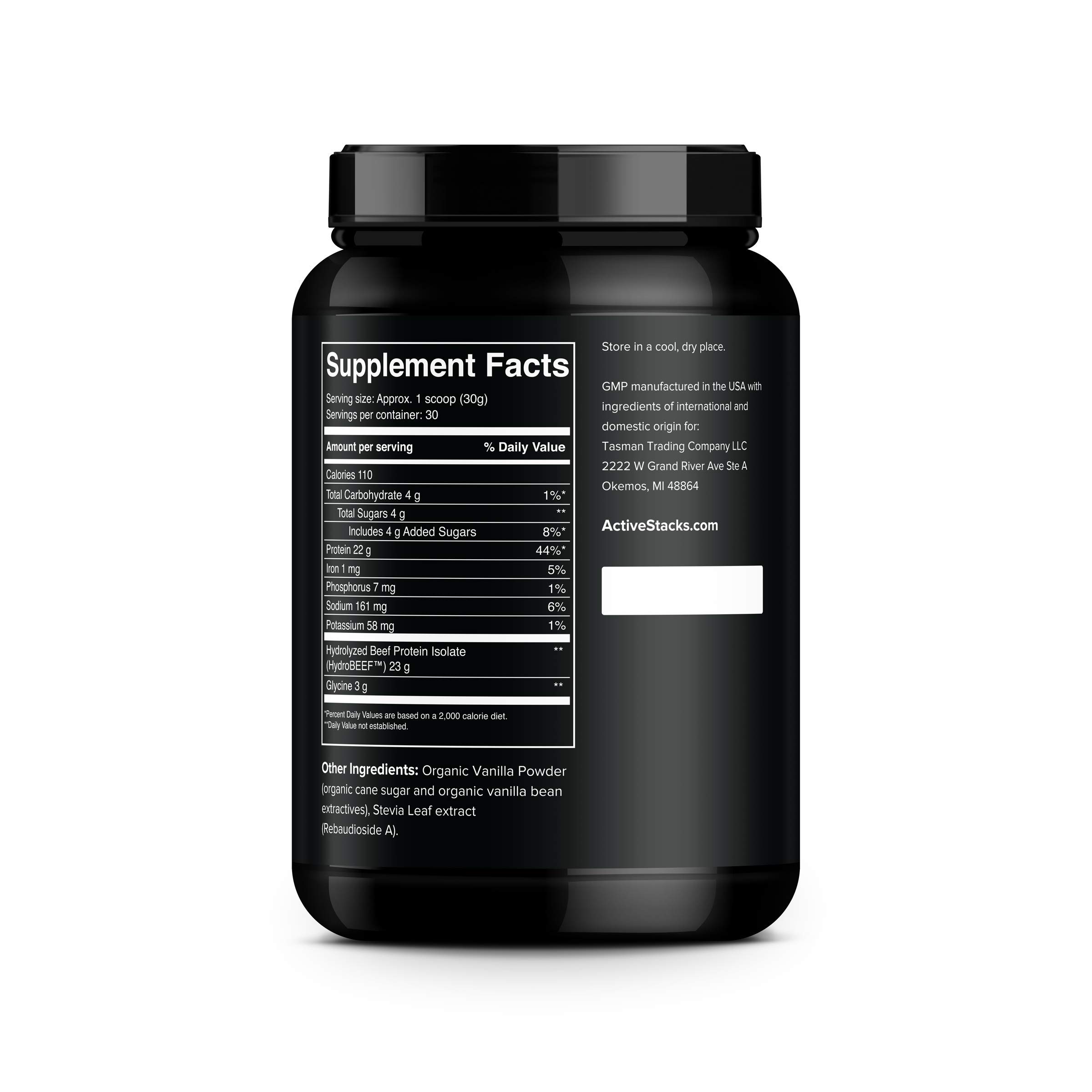 Vanilla Beef Protein Powder - Dairy Free, Keto & Paleo Friendly with Natural Collagen - 2lb for Bone Broth & Low Carb Diets | Supports Muscle Recovery & Workout Performance