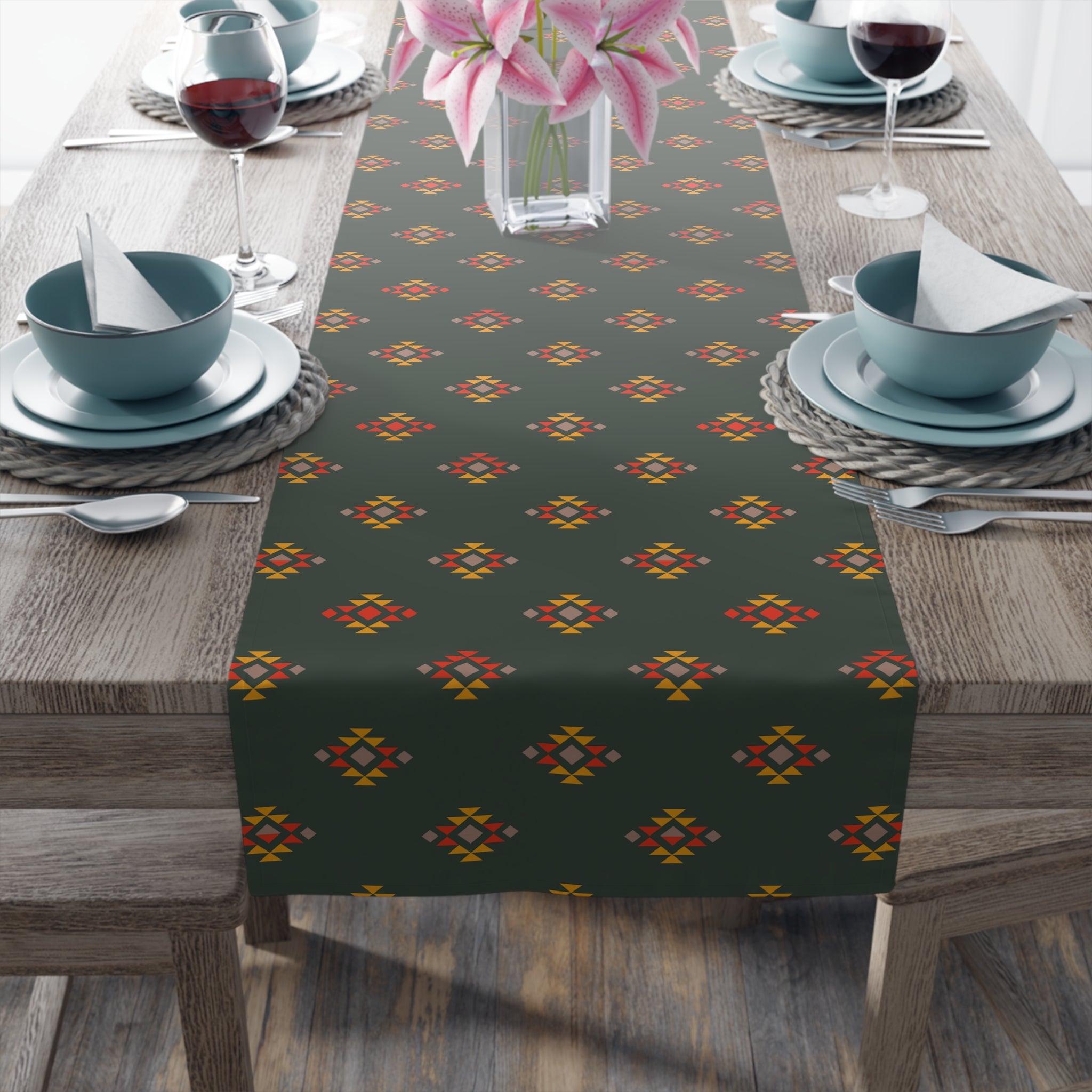 Southwestern Alpine Ridge Print Table Runner - Cotton or Polyester Table Decor for Dining Room, Kitchen, and Holiday Parties - Perfect for Farmhouse, Rustic, and Boho Home Decor
