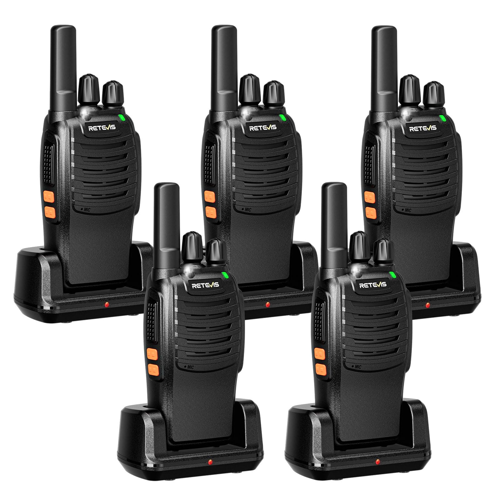 Retevis H777 Long Range Walkie Talkies - 5 Pack Rechargeable Two Way Radios with Separate Charging Dock & Built-in Flashlight | FRS Durable Communication for Construction Sites, Factories, Warehouses, Outdoor Adventures & Emergency Preparedness