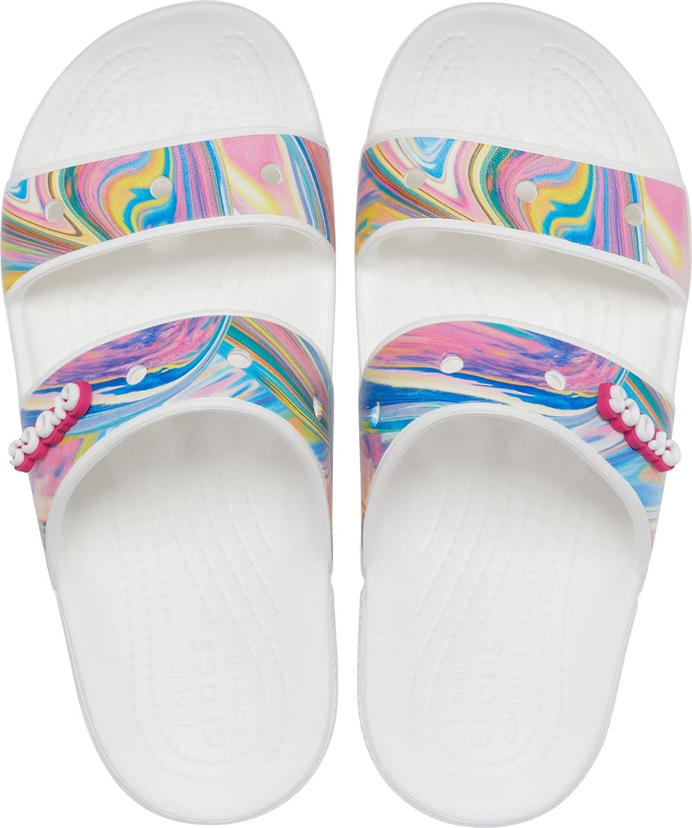 Crocs Unisex Classic Tie Dye Sandals - Comfortable Two-Strap Slide Shoes for Men and Women | Perfect for Beach, Pool, and Casual Summer Wear