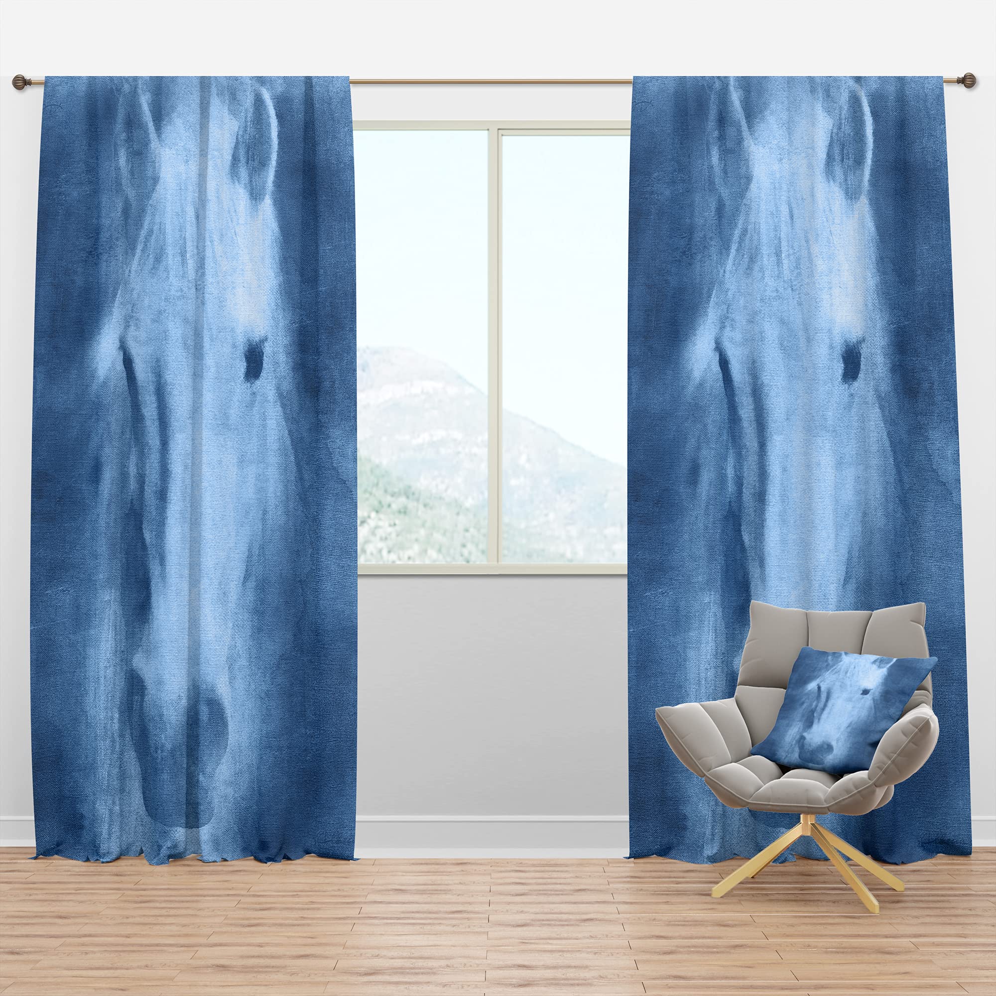 Farmhouse Horse IX Blackout Curtains - Thermal Insulated Single Panel (52x108 inches) for Bedroom & Living Room - Noise Reducing & Energy Saving Window Drapes - Perfect for Home Decor, Nursery & Home Theater
