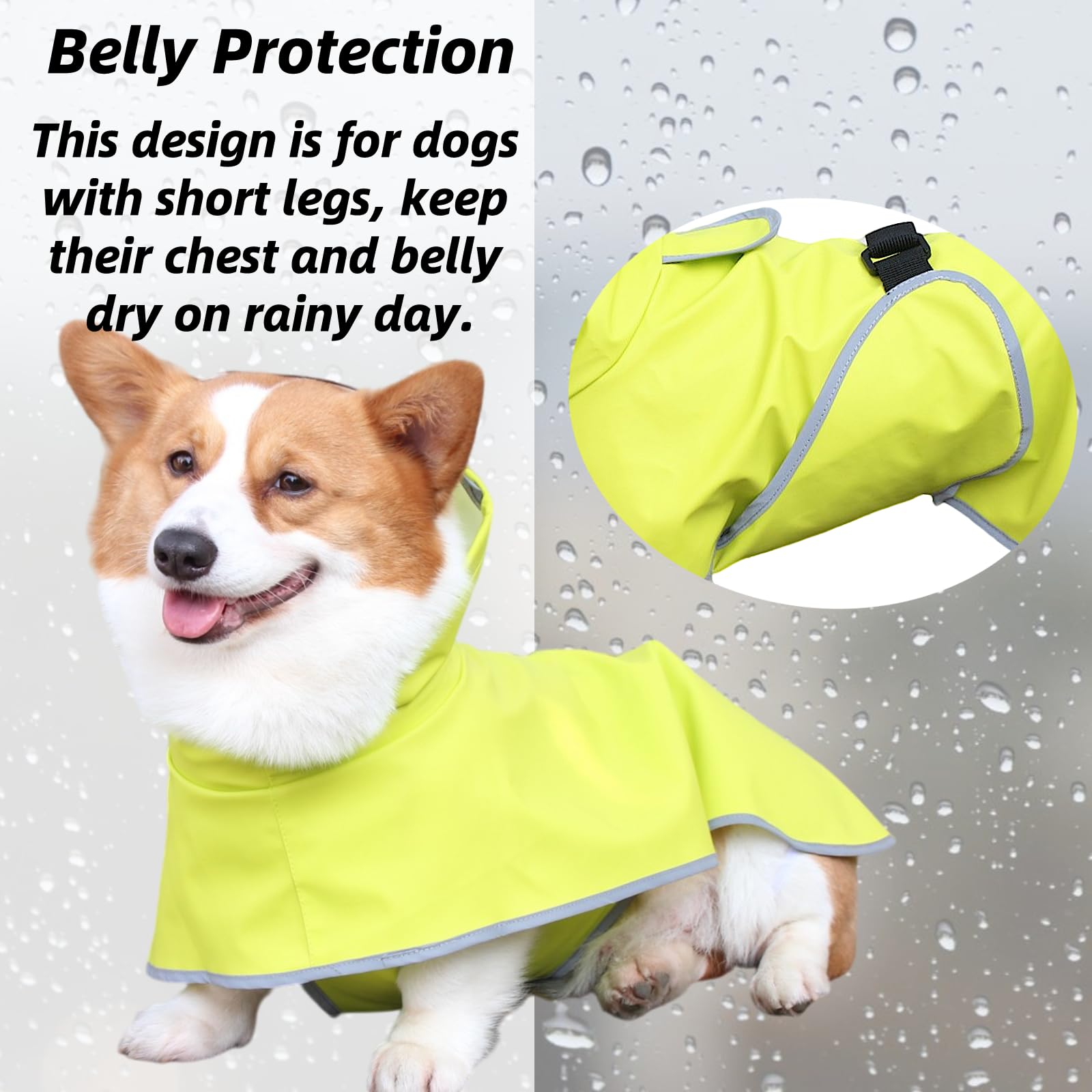 Waterproof Dog Raincoat with Hood - Reflective & Adjustable for Small Dogs - Outdoor Walking