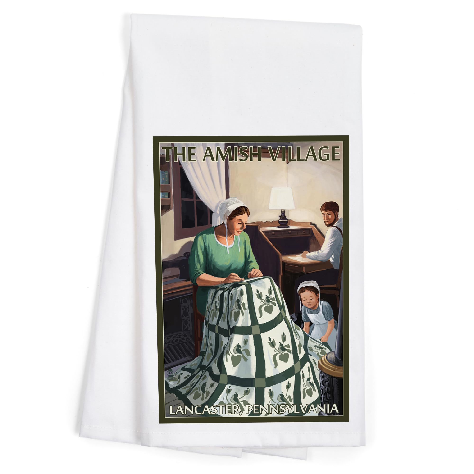 Lancaster County Pennsylvania Farm & Quilting Scene 100% Cotton Tea Towel - Decorative Hand Towel for Kitchen, Bathroom & Home Decor - Perfect for Farmhouse Style, Rustic Decor & Country Living